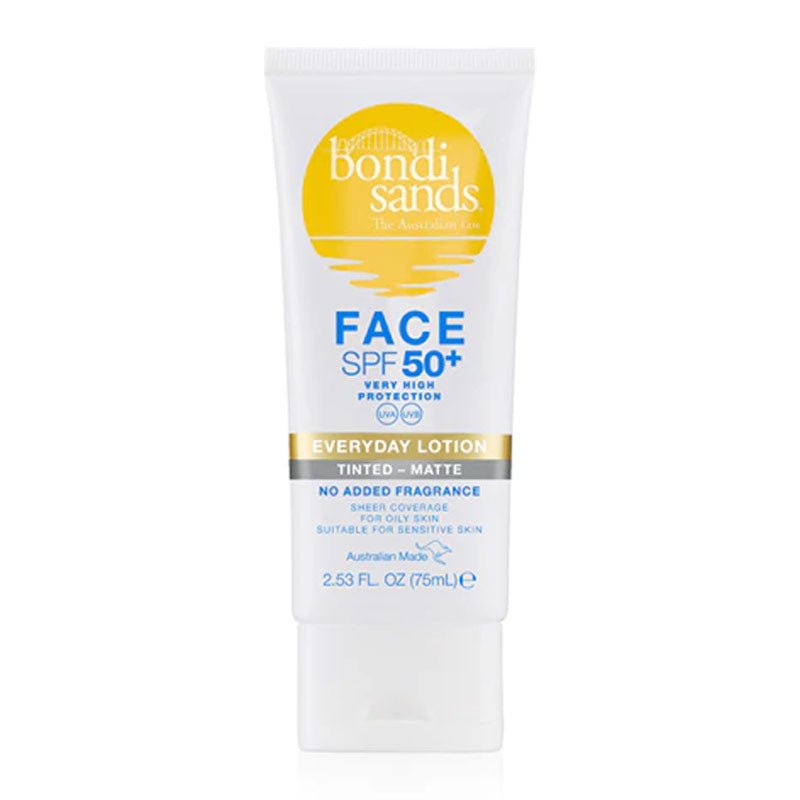 Bondi Sands Face SPF 50+ Tinted Matte Sunscreen Lotion - Daily Moisturizer with Broad Spectrum Protection for Everyday Use | Perfect for Beach, Outdoor Activities & Daily Skincare Routine
