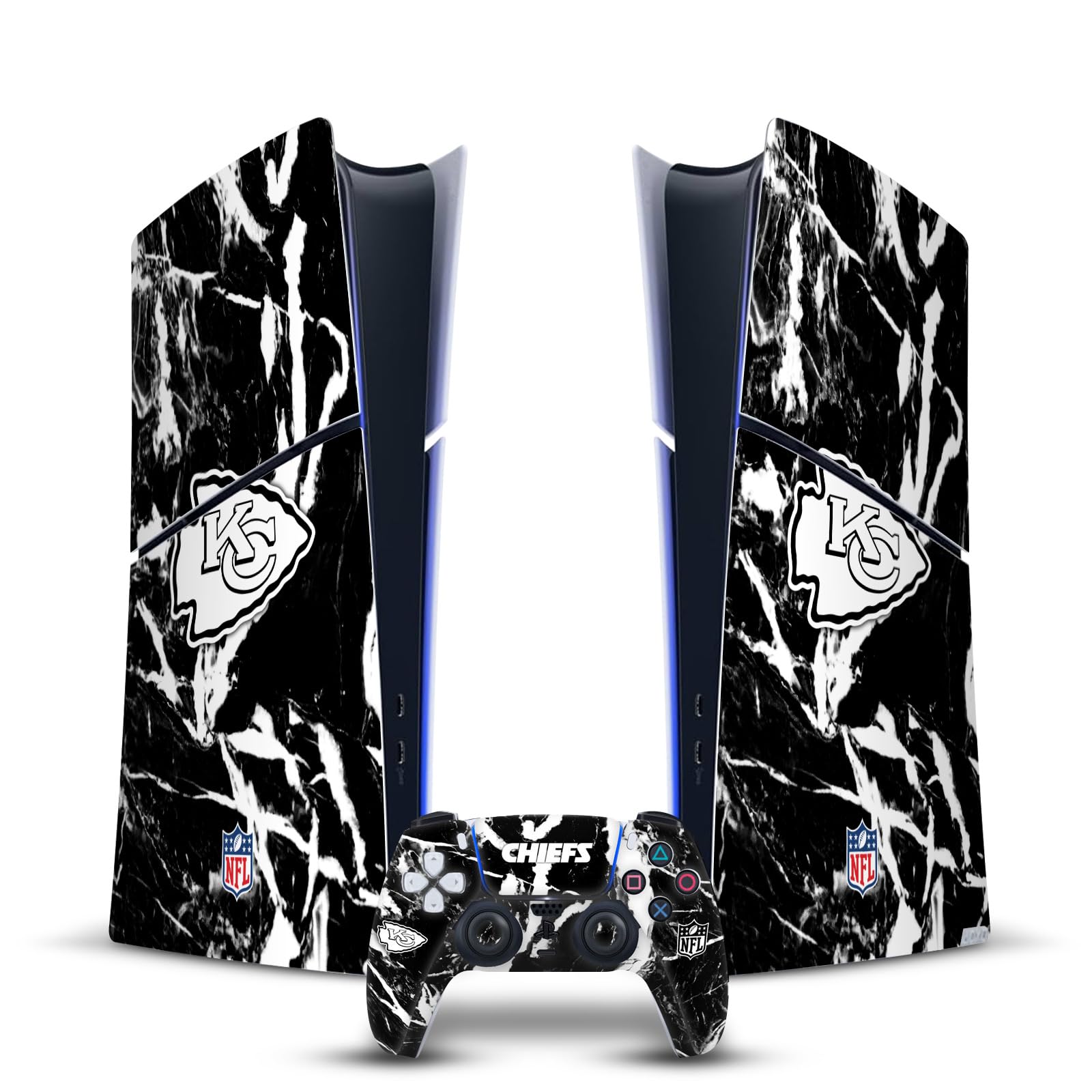 Official NFL Licensed Kansas City Chiefs Marble Vinyl Gaming Skin Sticker - Compatible with Sony PlayStation 5 PS5 Slim Digital Edition Console & DualSense Controller - Perfect for Gamers & NFL Fans