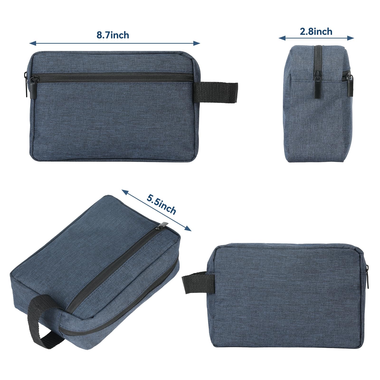 3 PCS Waterproof Men's Toiletry Bag - Hanging Travel Organizer for Shampoo, Razor & Essentials - Lightweight Canvas Dopp Kit (Blue) - Perfect for Camping, Gym & Business Trips