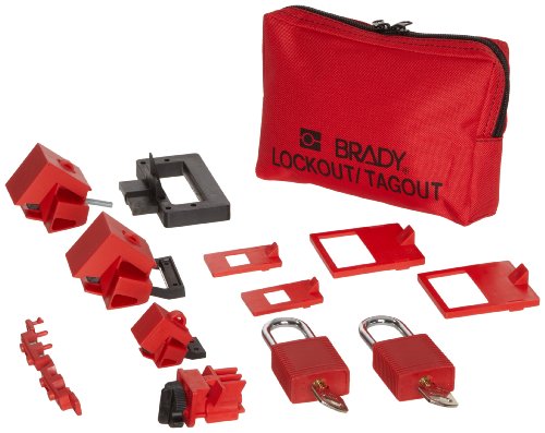 Brady Lockout Sampler Pouch Kit with 2 Safety Padlocks & 2 Tags (99296) - Industrial Safety Equipment for Electrical Maintenance & Machine Repair