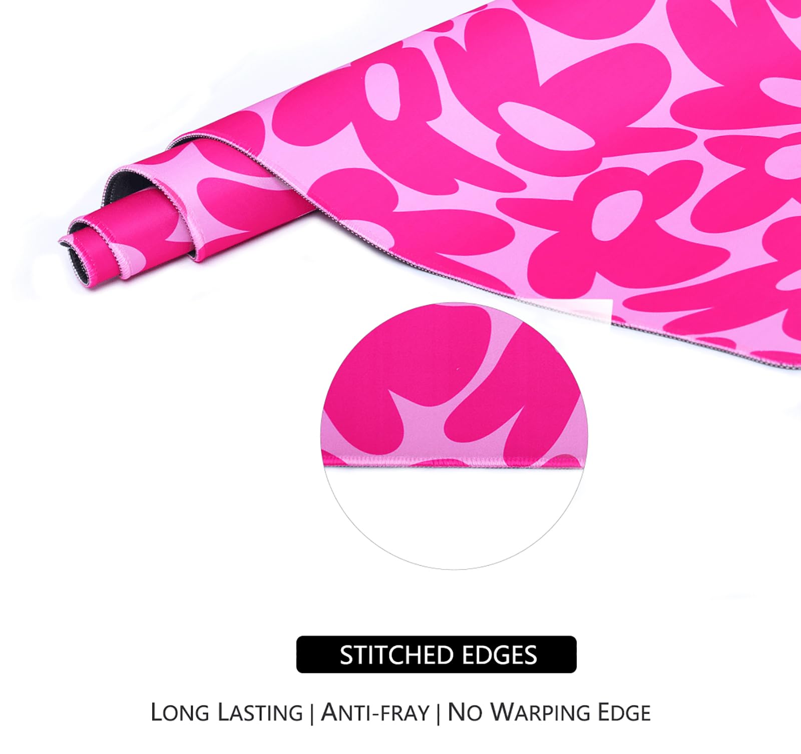 XXL Non-Slip Gaming Mouse Pad with Rubber Base - Waterproof Large Desk Mat for Keyboard & Laptop - Perfect for PC Gaming, Office Work & Home Use - Hot Pink Daisy Design