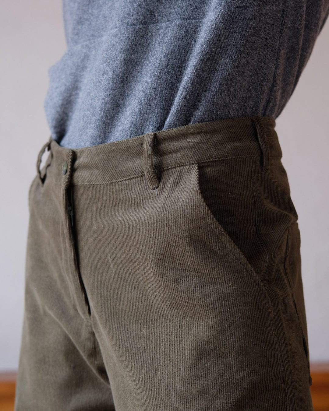 Harper Cotton Wide Leg Pants for Women | Olive Green Corduroy Trousers | Comfortable & Stylish for Work, Casual & Fall Outfits