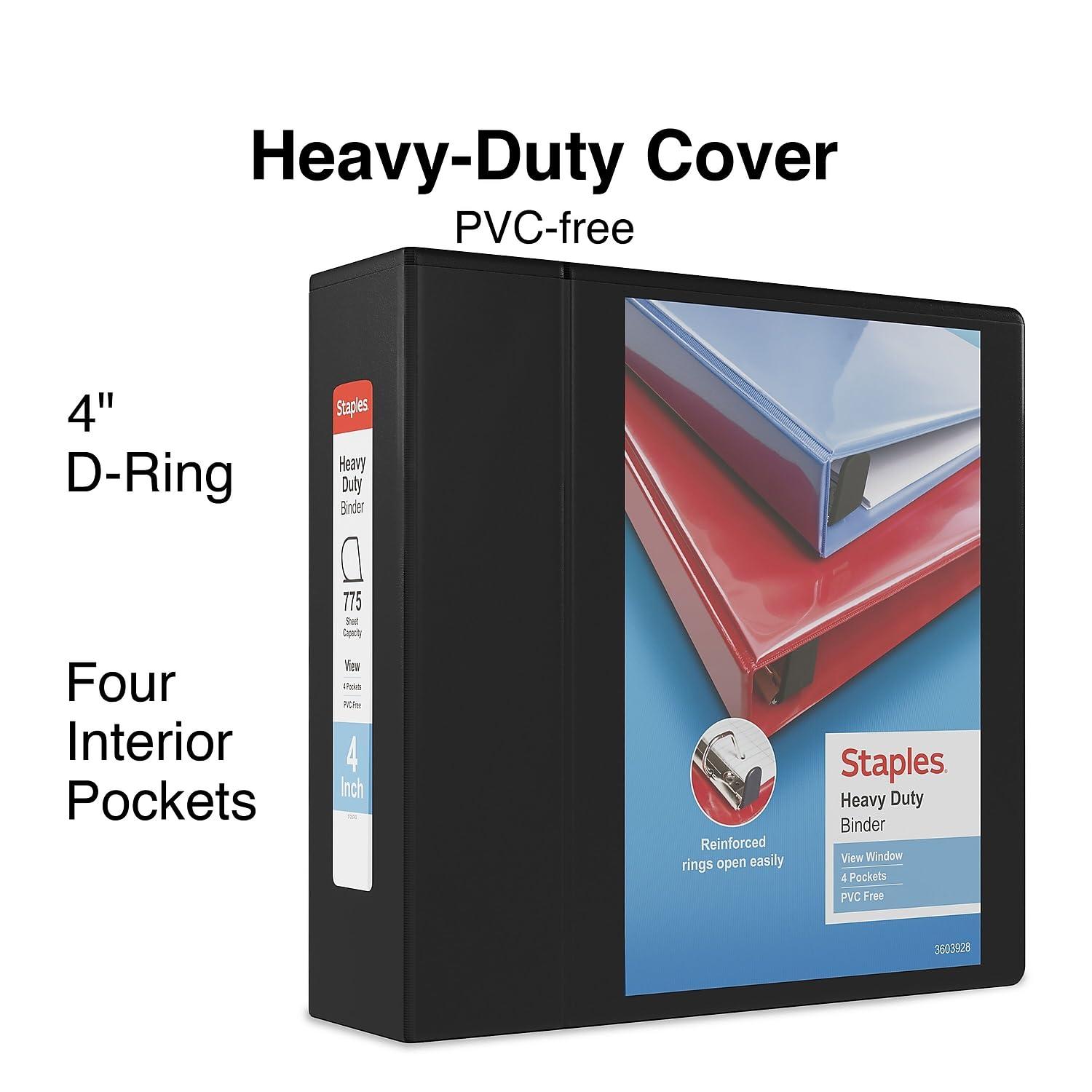 Heavy-Duty 4-Ring Binder with Clear View Cover - Durable Document Organizer for Office, School & Presentations | Letter Size 3 Inch Capacity