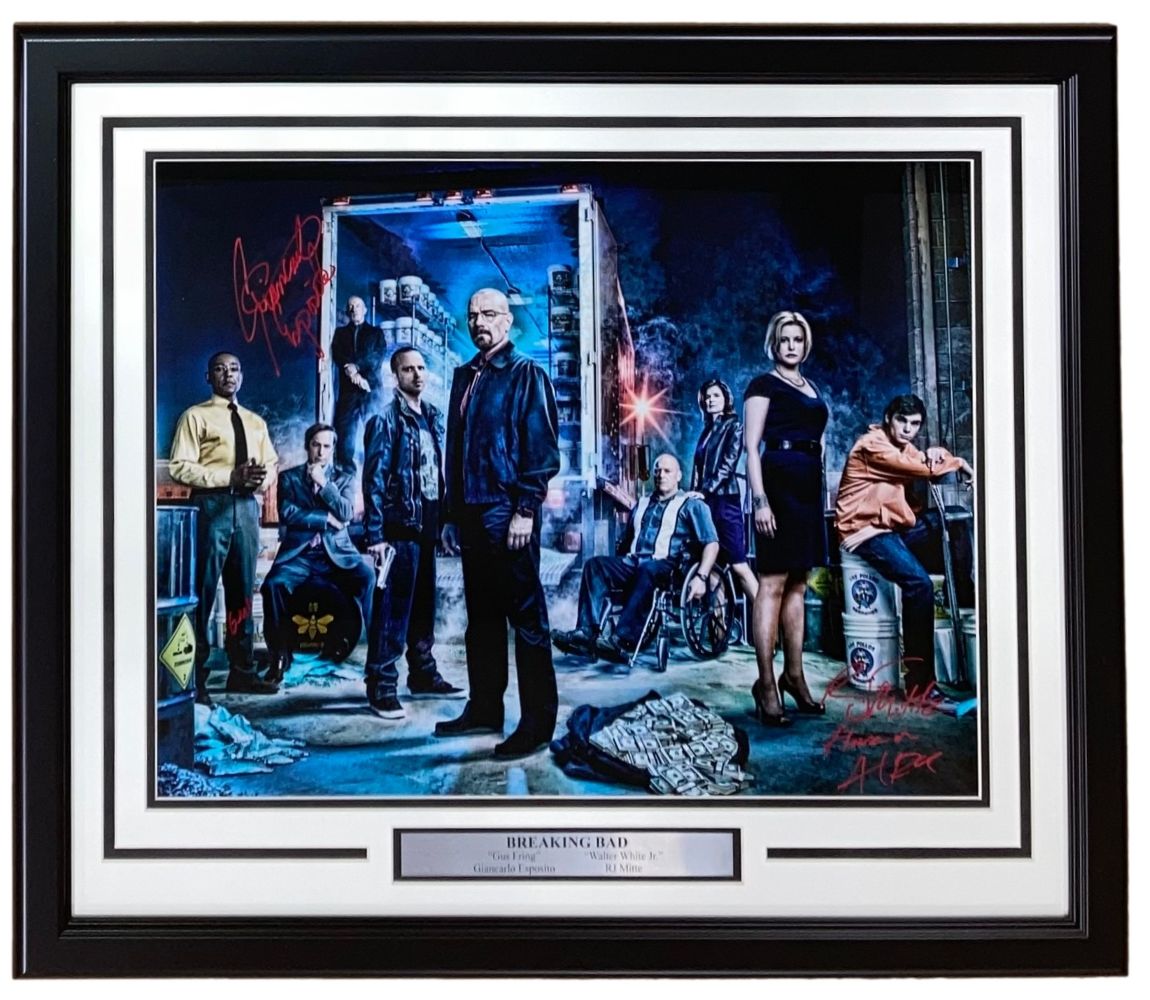 Authentic Giancarlo Esposito & RJ Mitte Signed Breaking Bad Framed Photo 16x20 with BAS LOA - Perfect for TV Show Memorabilia Collectors & Home Theater Decor