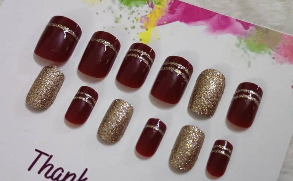 Premium False Nails Kit - Long Lasting Artificial Nails with Glue - Acrylic Press on Nails for Women - Perfect for Parties, Weddings & Special Occasions