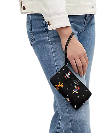 Coach Disney x Coach Corner Zip Wristlet - Holiday Print Crossbody Bag for Women | Perfect for Parties, Travel & Everyday Use