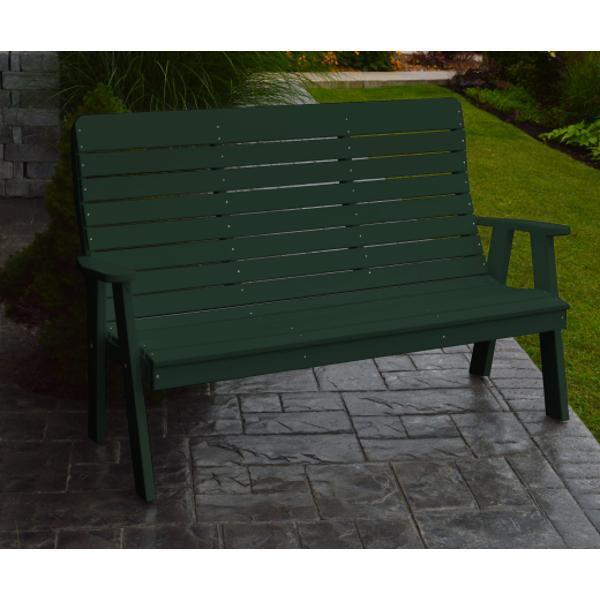 A & L Furniture Poly Winston Garden Bench - Outdoor Patio Seating for Backyard, Porch, and Garden - Weather-Resistant and Durable Polyethylene Material