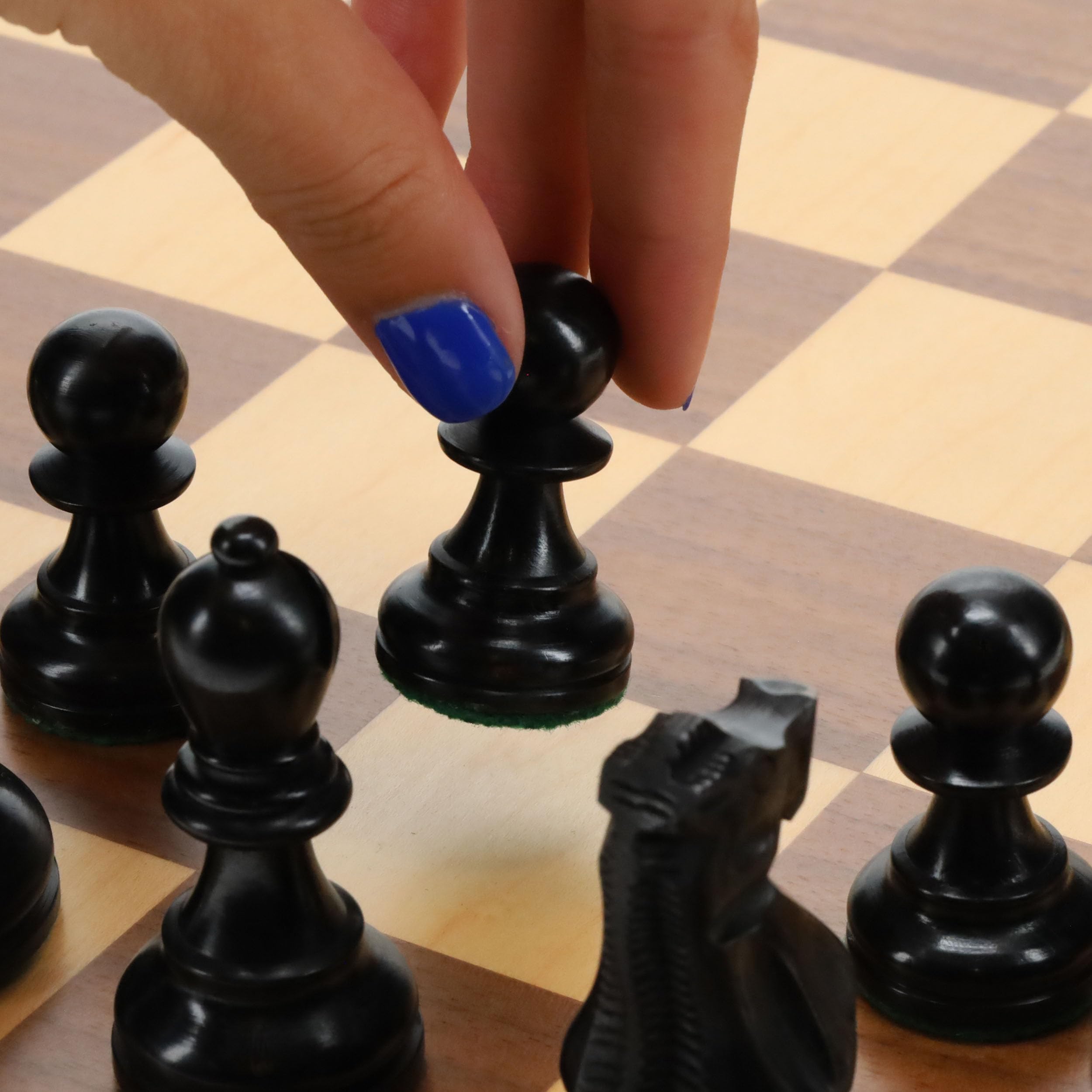WE Games Jacques Weighted Wooden Chess Pieces - Hand-Polished Black Stained Wood Chess Set with 3.5