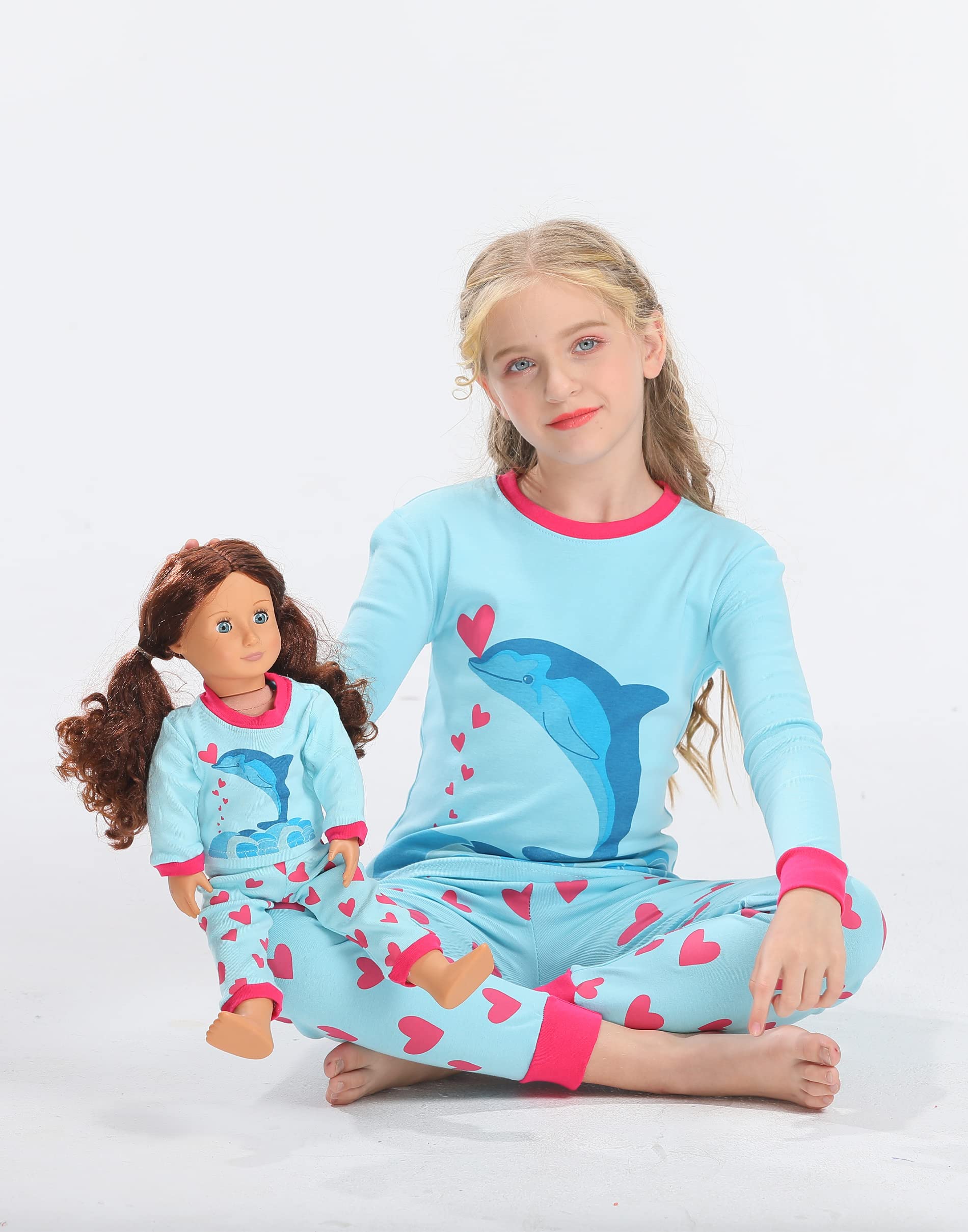 **Baby Girls Matching Pajama Set with Doll - Soft Cotton Sleepwear for Toddlers & Kids - Christmas Family Pajamas for Holiday Photos & Cozy Nights**