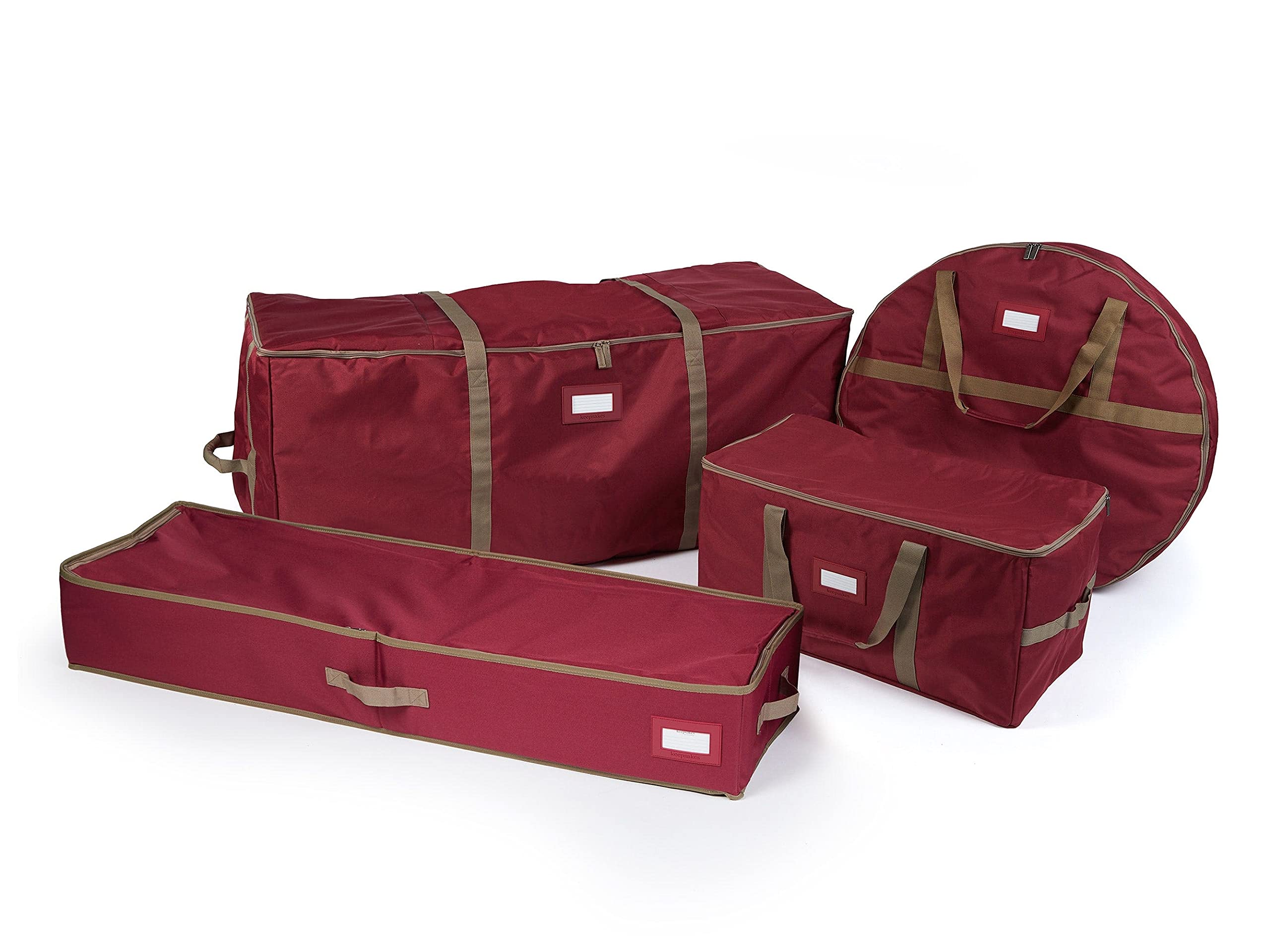 Covermates Keepsakes Christmas Storage Set - Tree Storage Bag, Deluxe Gift Wrap, Ornament Storage Bag - Premium Holiday Organizer (Red) | Perfect for Storing Christmas Decorations, Wrapping Paper & Ornaments Safely