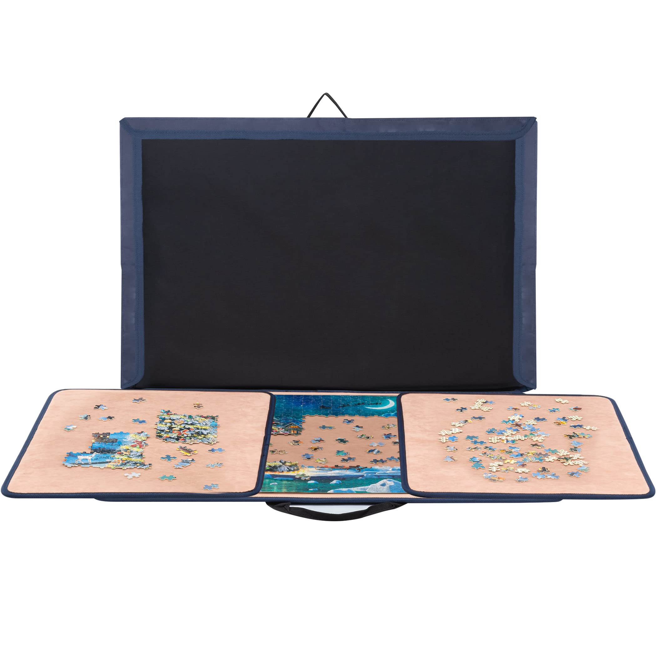 Becko US Jigsaw Puzzle Board with 2 Sorting Trays & Non-Detachable Cover - Portable Puzzle Storage Case Holds Up to 1000 Pieces - Perfect for Travel, Home Organization & Puzzle Enthusiasts