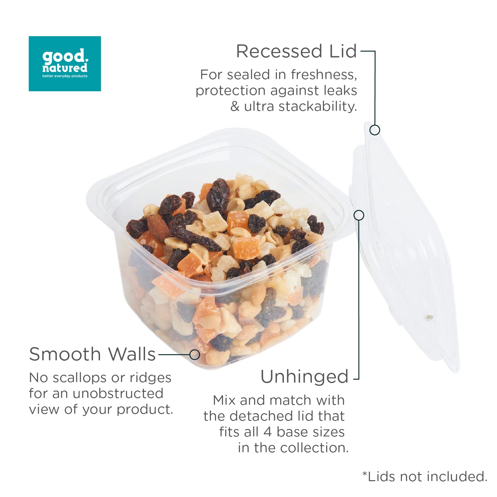 Good Natured 24 oz Deli Containers (Pack of 560) - 99% Plant-Based BPA-Free Food Storage Containers | Stackable Square Containers for Meal Prep, Leftovers & Restaurant Takeout