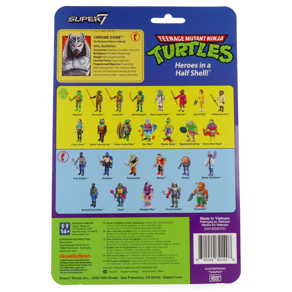 TMNT Teenage Mutant Ninja Turtles Chrome Dome ReAction Figure - Collectible Action Figure for TMNT Fans, Perfect for Display & Play