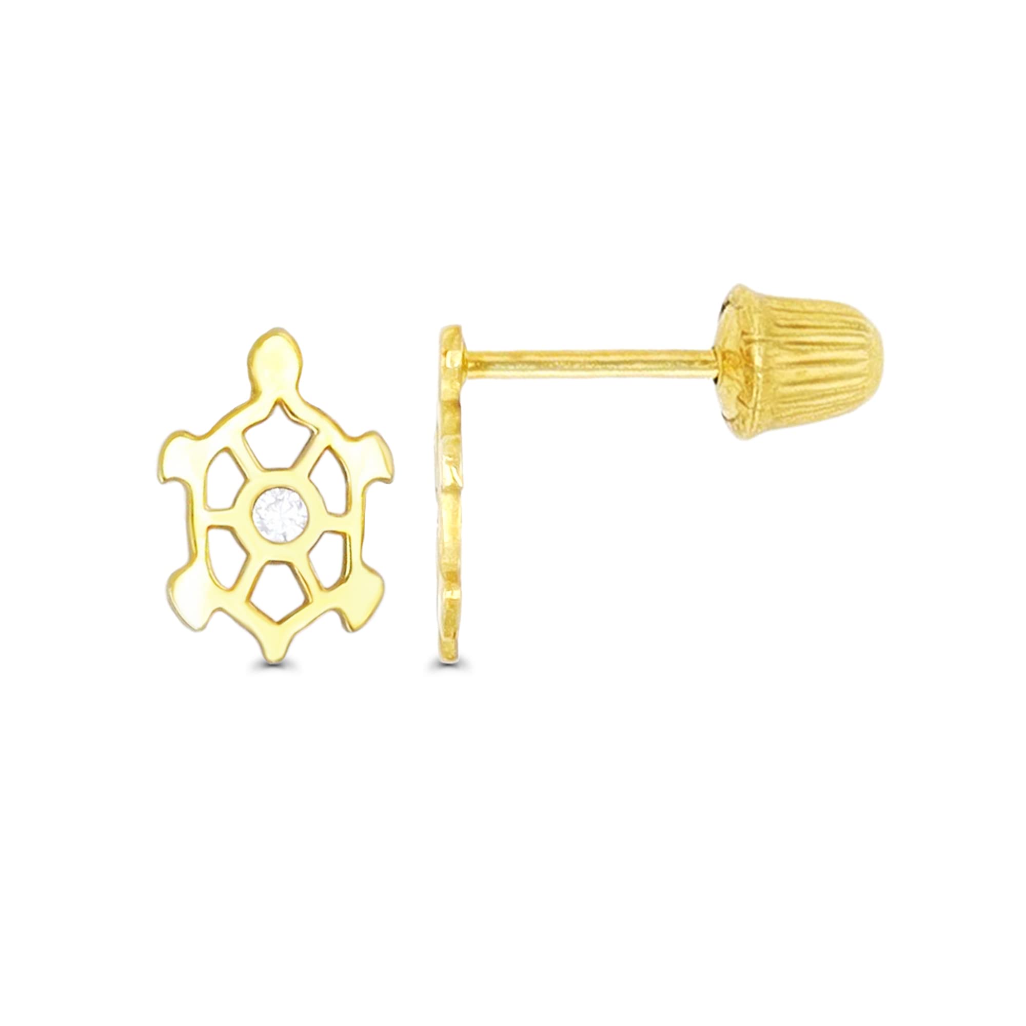 14K Solid Gold AAA Cubic Zirconia Stud Earrings for Women - Flower, Heart, Round, Butterfly, Love, Dolphin, Teddy & Elephant Designs | Screw Back Ear Studs | Perfect for Everyday Wear, Gift Giving & Special Occasions