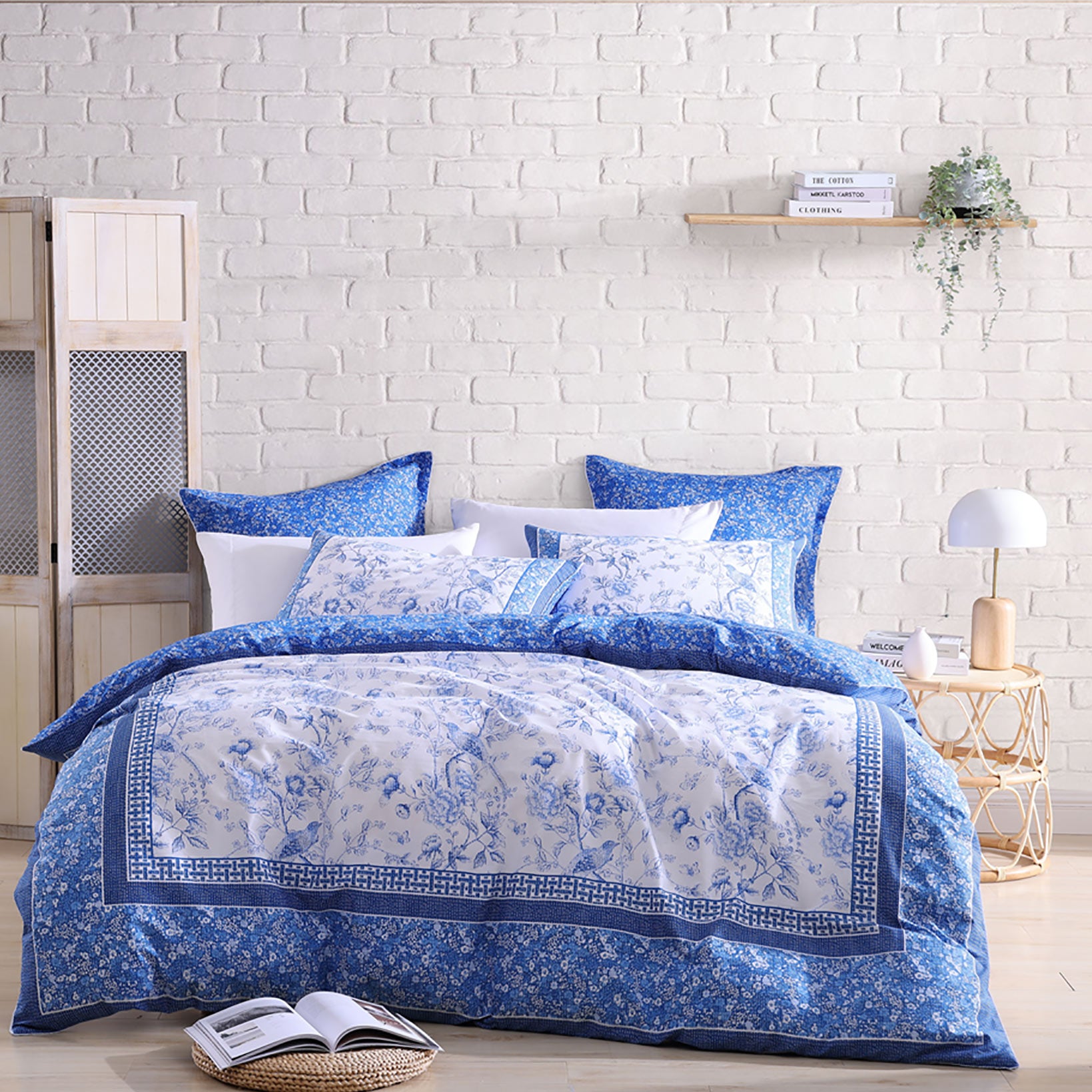 Hiromi Blue Quilt Cover Set by Logan & Mason - Premium Soft Bedding for Cozy Comfort | Perfect for Master Bedroom, Guest Room & Dorm Decor