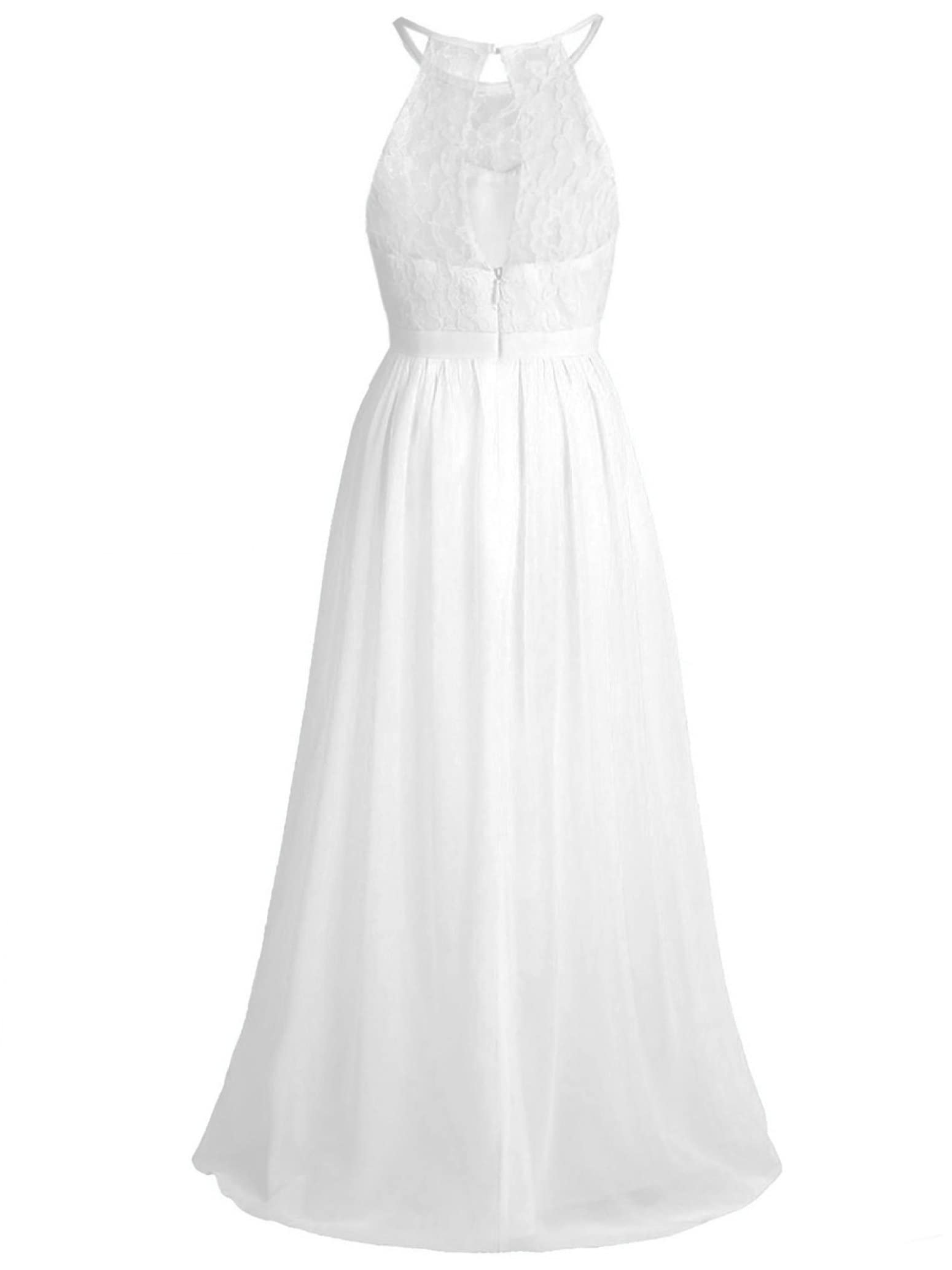 Girls Chiffon Halter Neck Maxi Flower Dress for Wedding, Bridesmaid, Formal Party & Evening Events - Elegant Floral Summer Dress for Kids Special Occasions