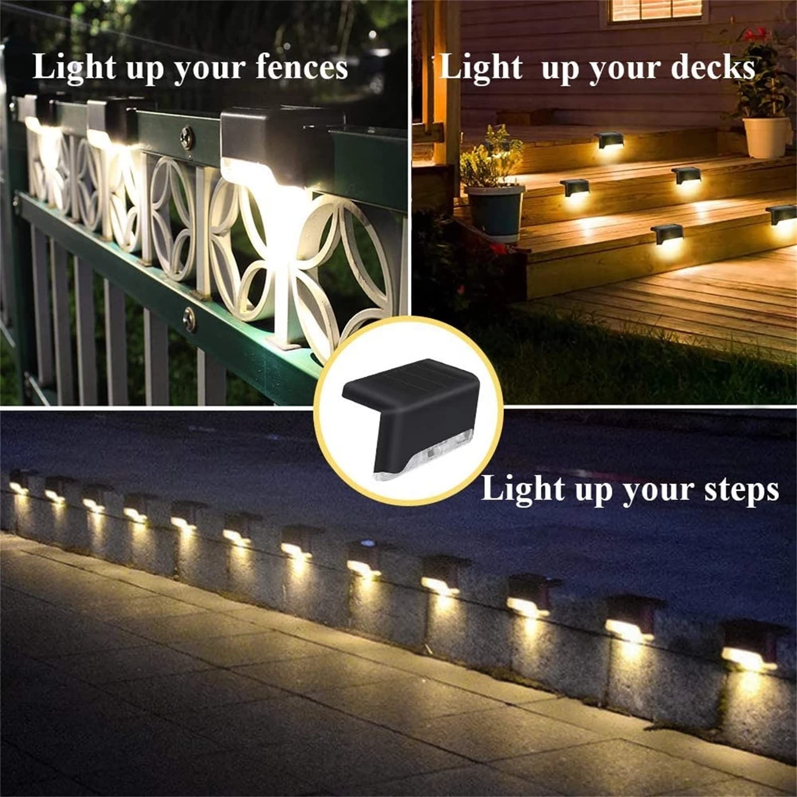 12PCS Black LED Solar Pathway Lights - Waterproof Outdoor Solar Stair Lights for Garden, Deck, Fence & Landscape Lighting | Solar Powered Step Lights for Walkway, Patio & Yard Decoration