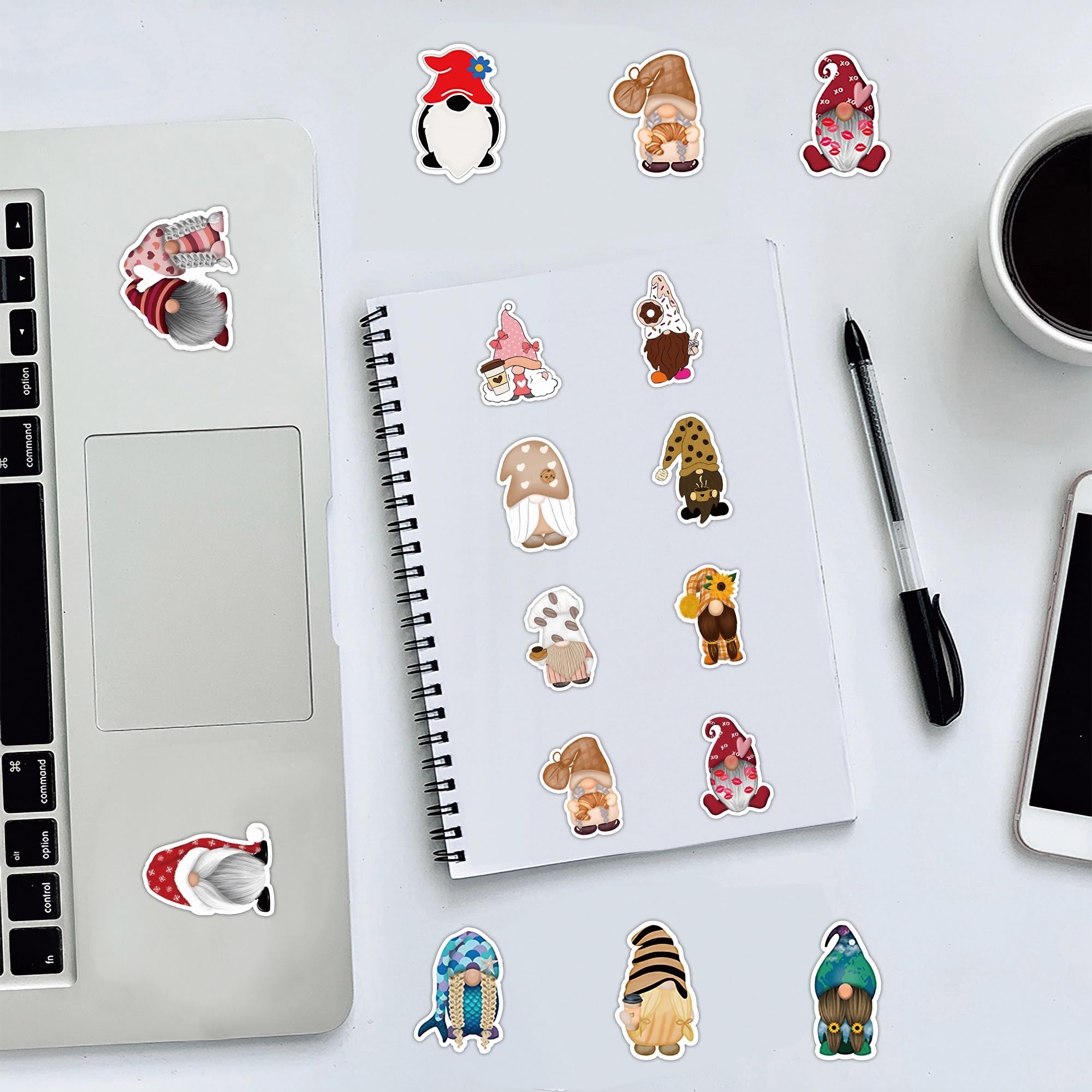 100 Pcs Christmas Gnome Stickers for Kids & Adults - Waterproof Decals for Water Bottles, Laptops, Scrapbooking, Envelopes & Party Favors - Perfect for Holiday Crafts, DIY Gifts & Christmas Decorations