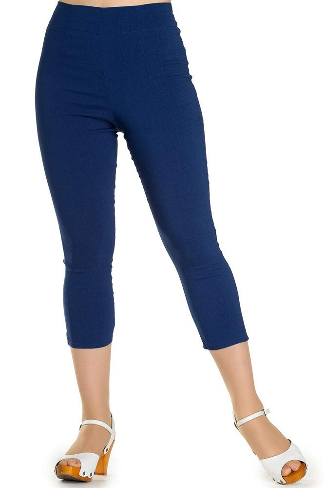 Hell Bunny Tina 50s Vintage Retro Style Capri Trousers | Women's High Waisted 3/4 Length Pedal Pushers | Perfect for Rockabilly, Pinup & Vintage Fashion Outfits