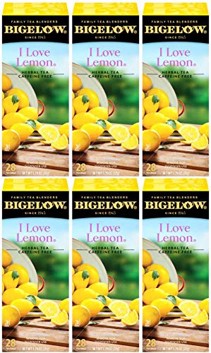 Bigelow I Love Lemon Herbal Tea Bags - 28 Count (Pack of 6) | All Natural Vitamin C Infused Lemon Flavored Herbal Tea | Perfect for Relaxation, Immunity Boost & Afternoon Refreshment