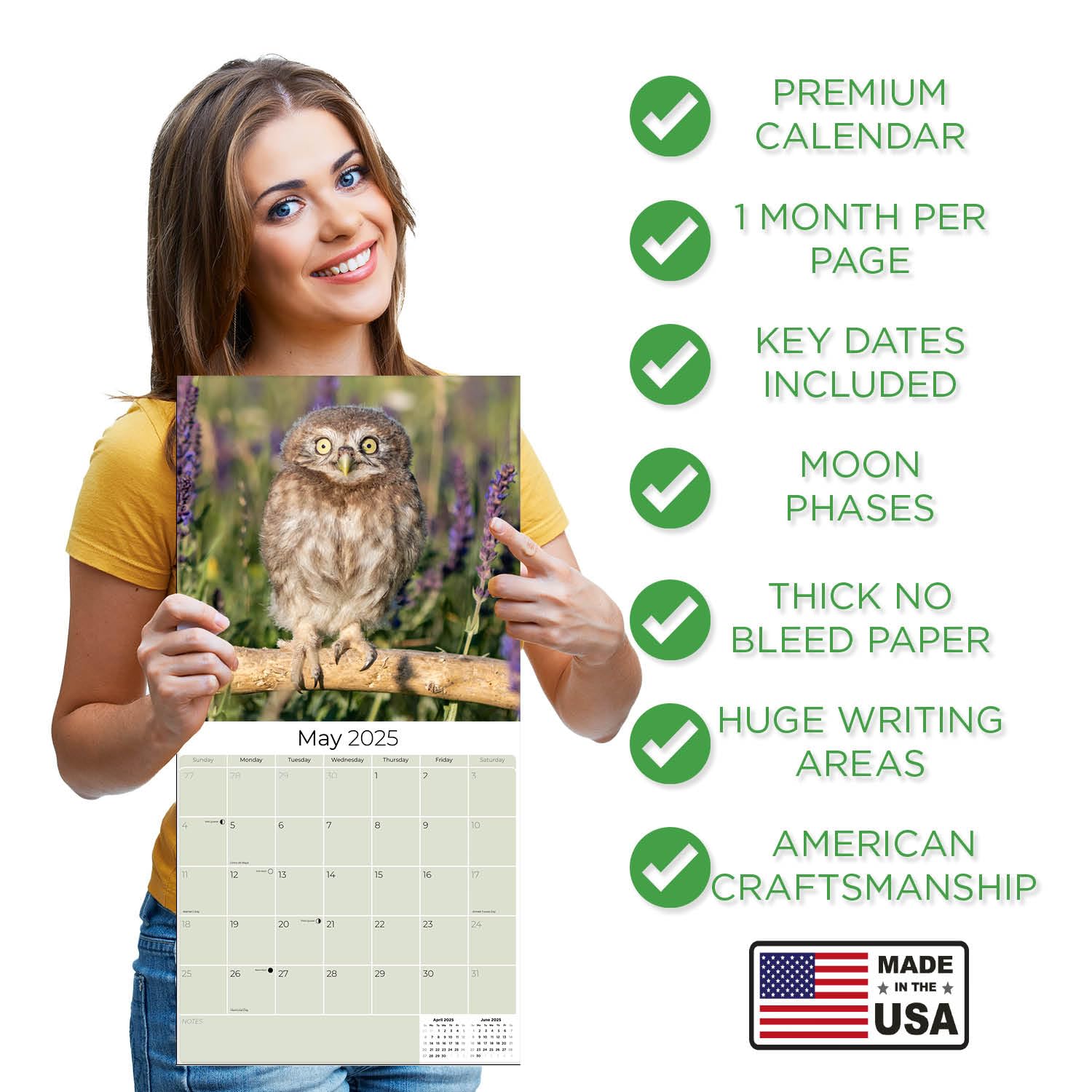 2024-2025 Owls & Wildlife Wall Calendar - 12