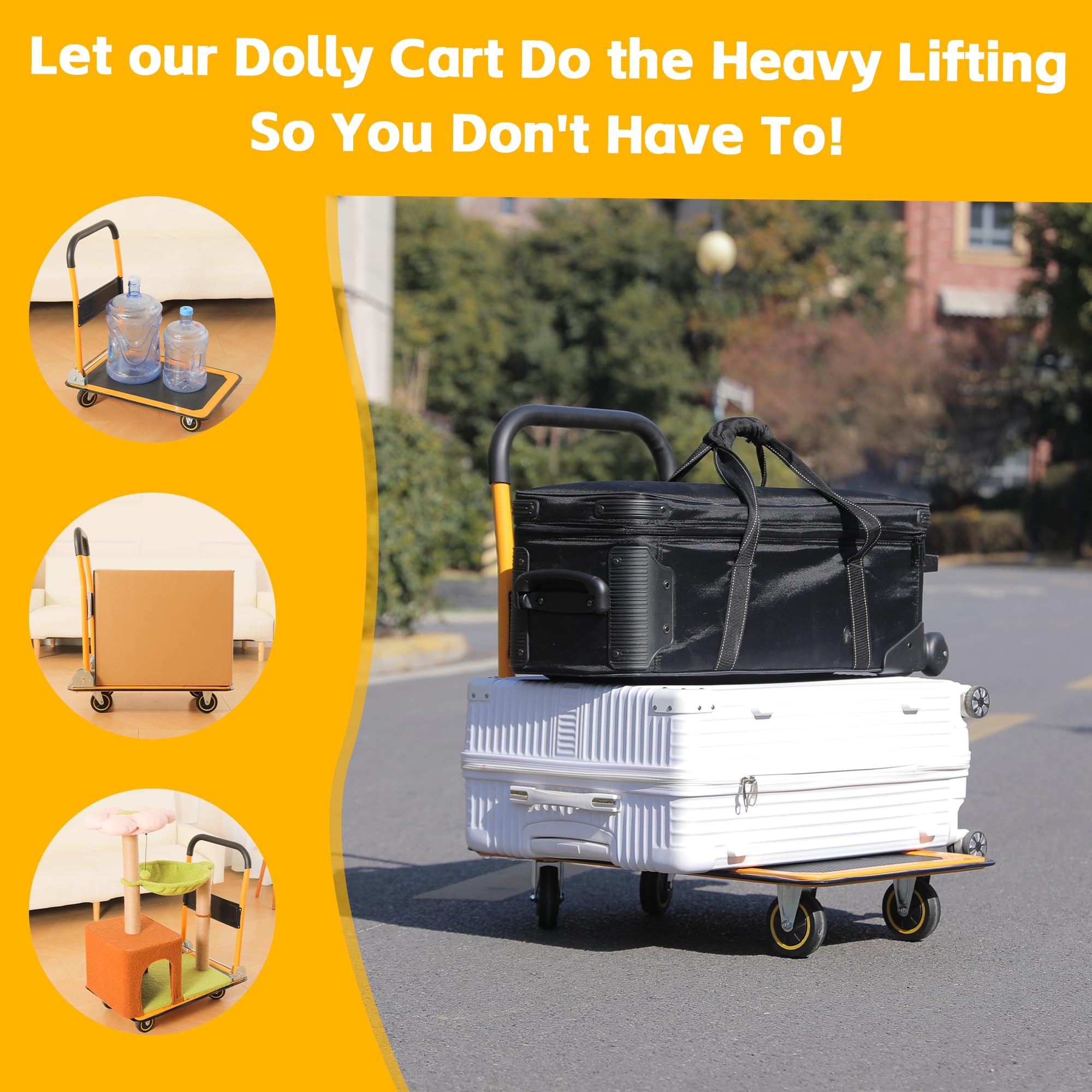MaxWorks 80877 Heavy Duty Foldable Platform Truck Push Dolly - 660 lb Weight Capacity for Warehouse, Moving & Industrial Use