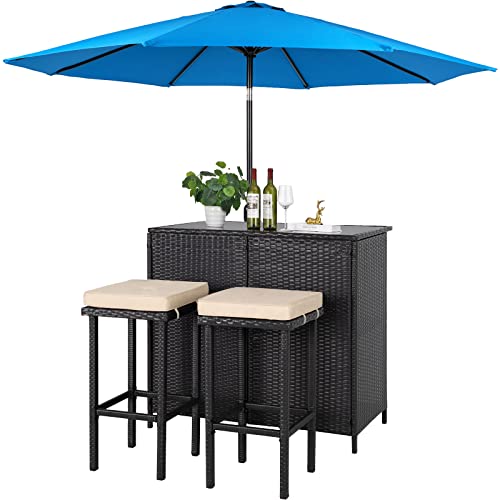 Bar Set With Sky Blue Umbrella