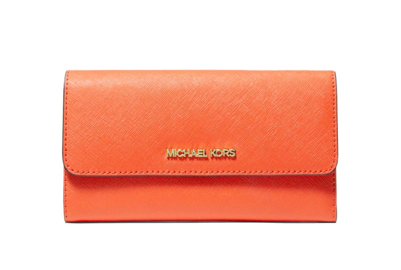 Michael Kors Women's Jet Set Travel Crossgrain Leather Tri-Fold Wallet - Stylish & Durable Designer Wallet for Everyday Use, Travel & Gifts