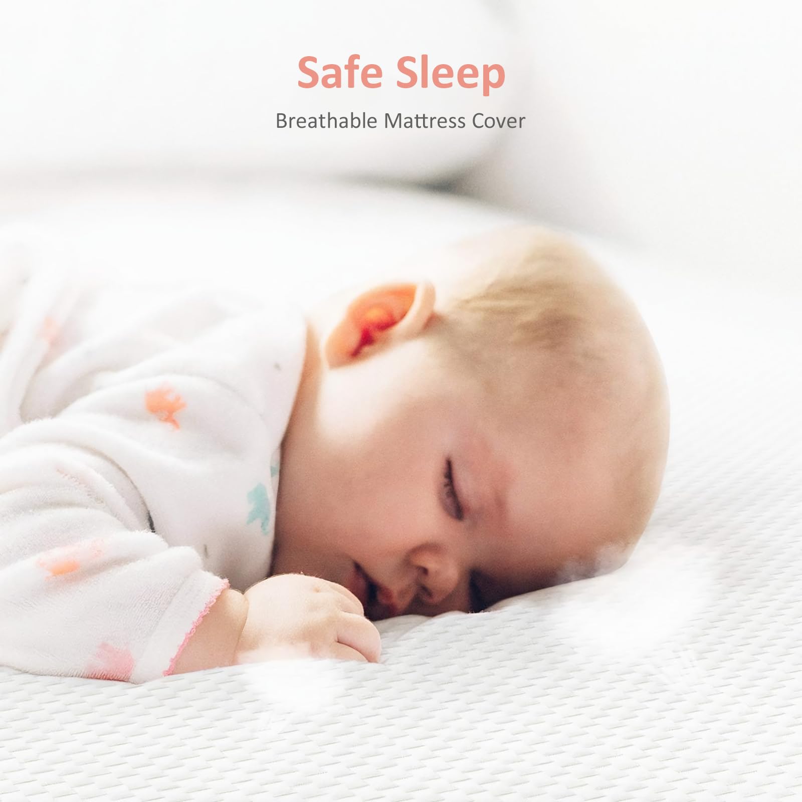Dual-Sided Memory Foam Crib Mattress for Infants & Toddlers - Breathable 3-Layer Premium Baby Mattress with Removable Cover (White & Pink) | Safe & Comfortable for Nursery, Daycare & Travel