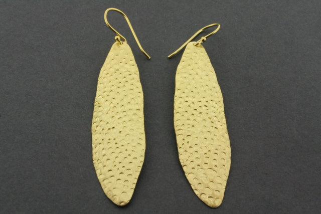 Elegant Gold Plated Battered Olive Leaf Earrings for Women - Perfect for Weddings, Parties, and Everyday Wear
