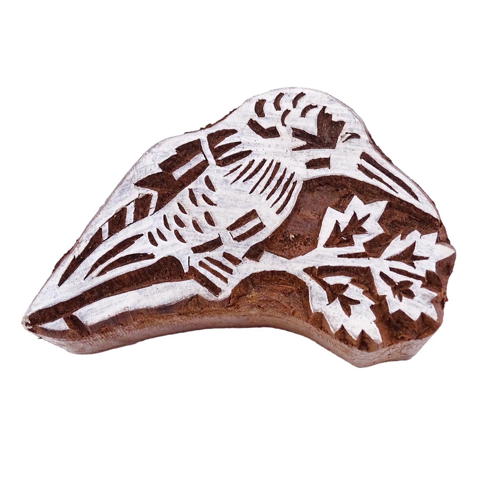 Hand Carved Wooden Printing Block - Bird Art Design for Textile Stamping, DIY Fabric Printing, Scrapbooking & Home Decor Crafts