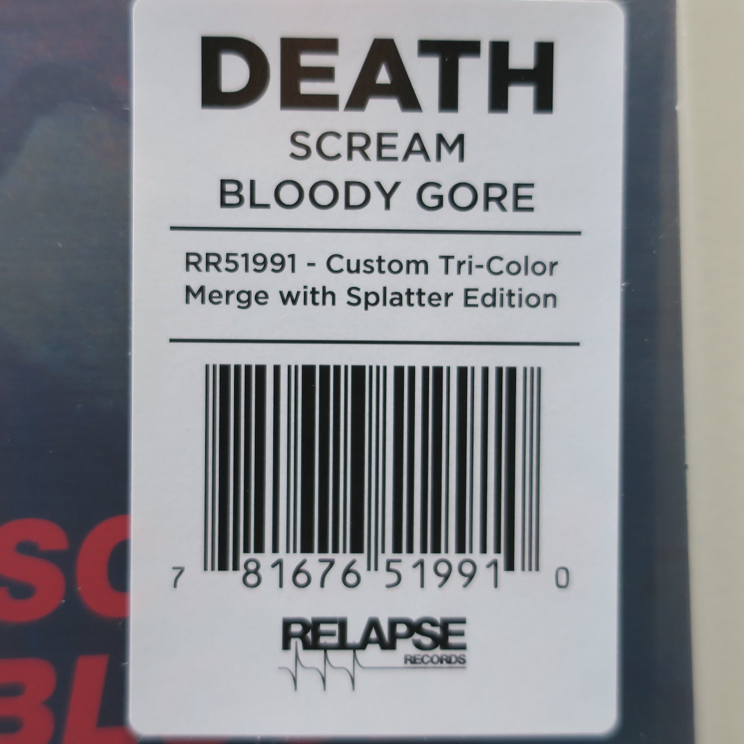 DEATH 'Scream Bloody Gore' Limited Edition Merge/Splatter Vinyl LP Record - Heavy Metal Music Collectible for Audiophiles & Home Decor