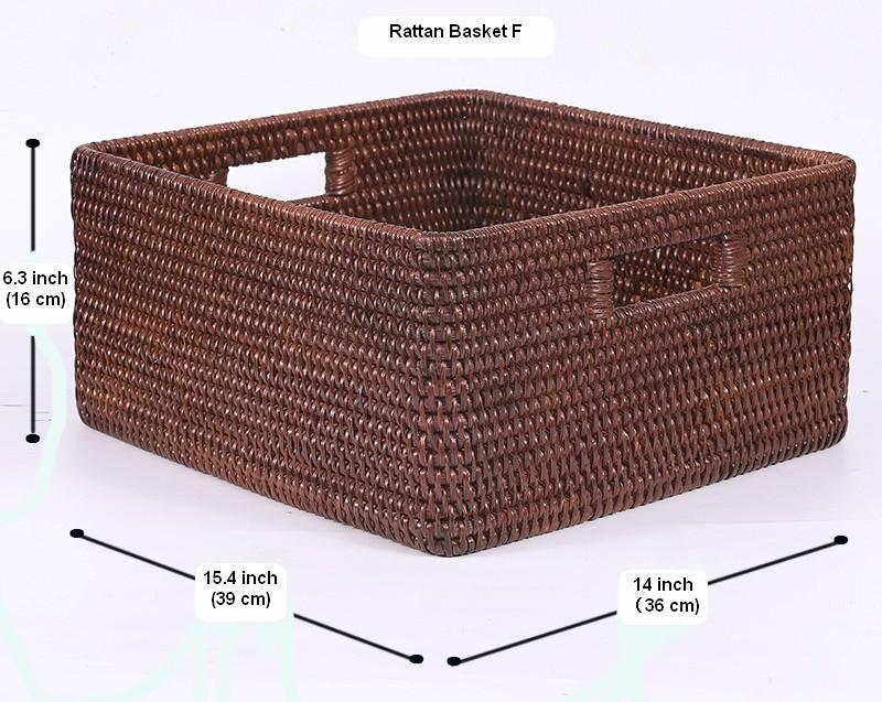 Large Brown Woven Rattan Storage Basket - Rectangular Organizer for Kitchen, Clothes, Toys & Home Decor | Perfect for Shelves, Closets & Laundry Rooms