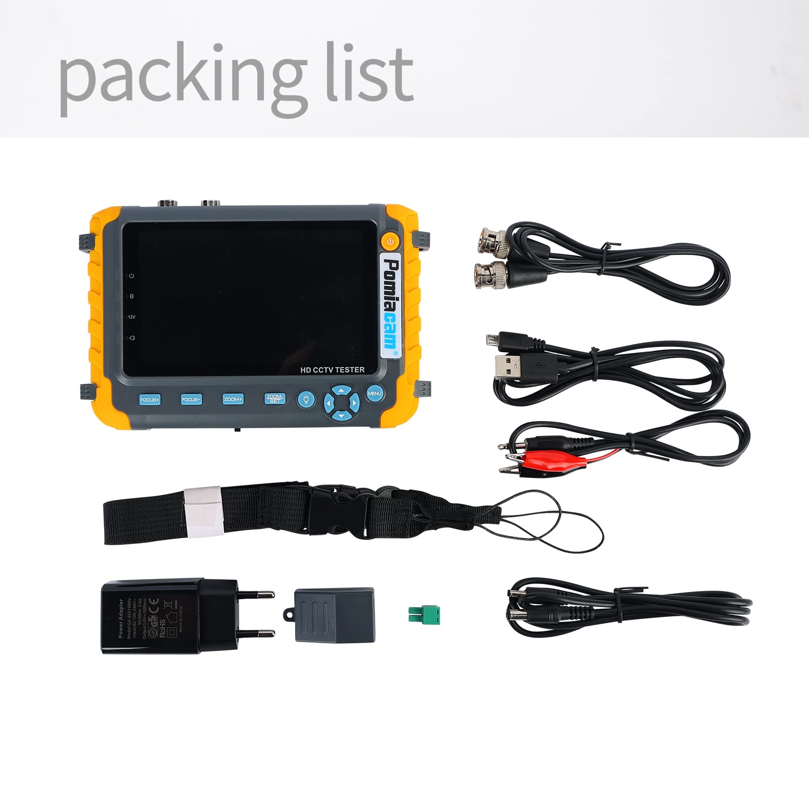 5 Inch 4-in-1 CCTV Monitor Tester - 1080P 5MP 8MP Analog Security Camera Tester for AHD/TVI/CVI/CVBS Coaxial Video, UTP/PTZ Cable Testing, HDMI/VGA Input & DC12V Output - Portable CCTV Diagnostic Tool for Security System Installation & Maintenance