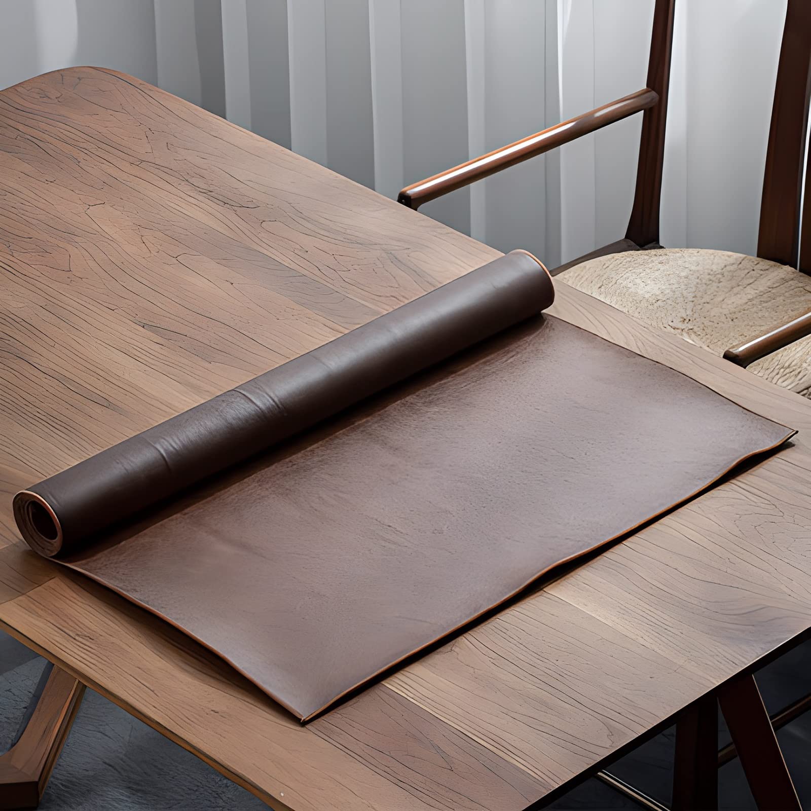 ZMQL 25.6x51.2in Extended Leather Table Runner - Waterproof, Oil-Proof & Heat Resistant Kitchen Placemat - Multifunctional Desk Mat for Office, Dining Table, Home Decor (Brown, 65x130cm/25.6x51.2in) - Perfect for Dinner Parties, Daily Use & Workspace Protection