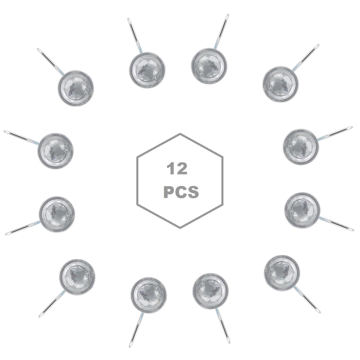 Premium Crystal Shower Hooks - 12 Pack Elegant Bathroom Hooks for Hanging Shower Curtains, Towels & Robes - Rustproof Stainless Steel Hooks for Spa, Hotel & Home Bathroom Decor