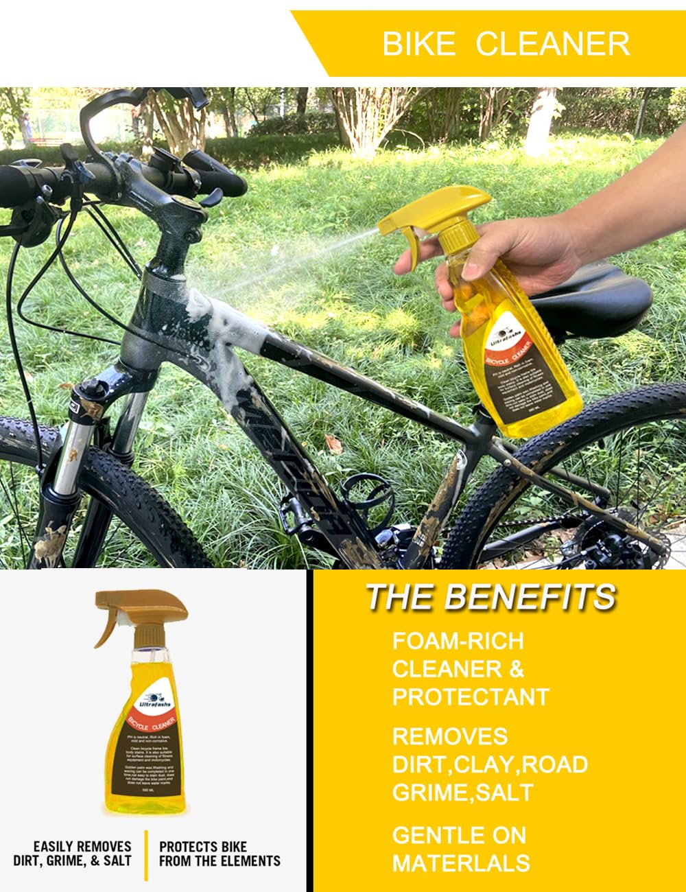 Premium Bike Cleaning Kit - Complete Set to Clean, Protect & Lubricate Bicycles | Includes Chain Scrubber, Cleaning Brushes, 19oz Bike Cleaner, 10oz Degreaser & 2oz Wet Lube | Ideal for Road Bikes, Mountain Bikes & Commuter Bikes Maintenance