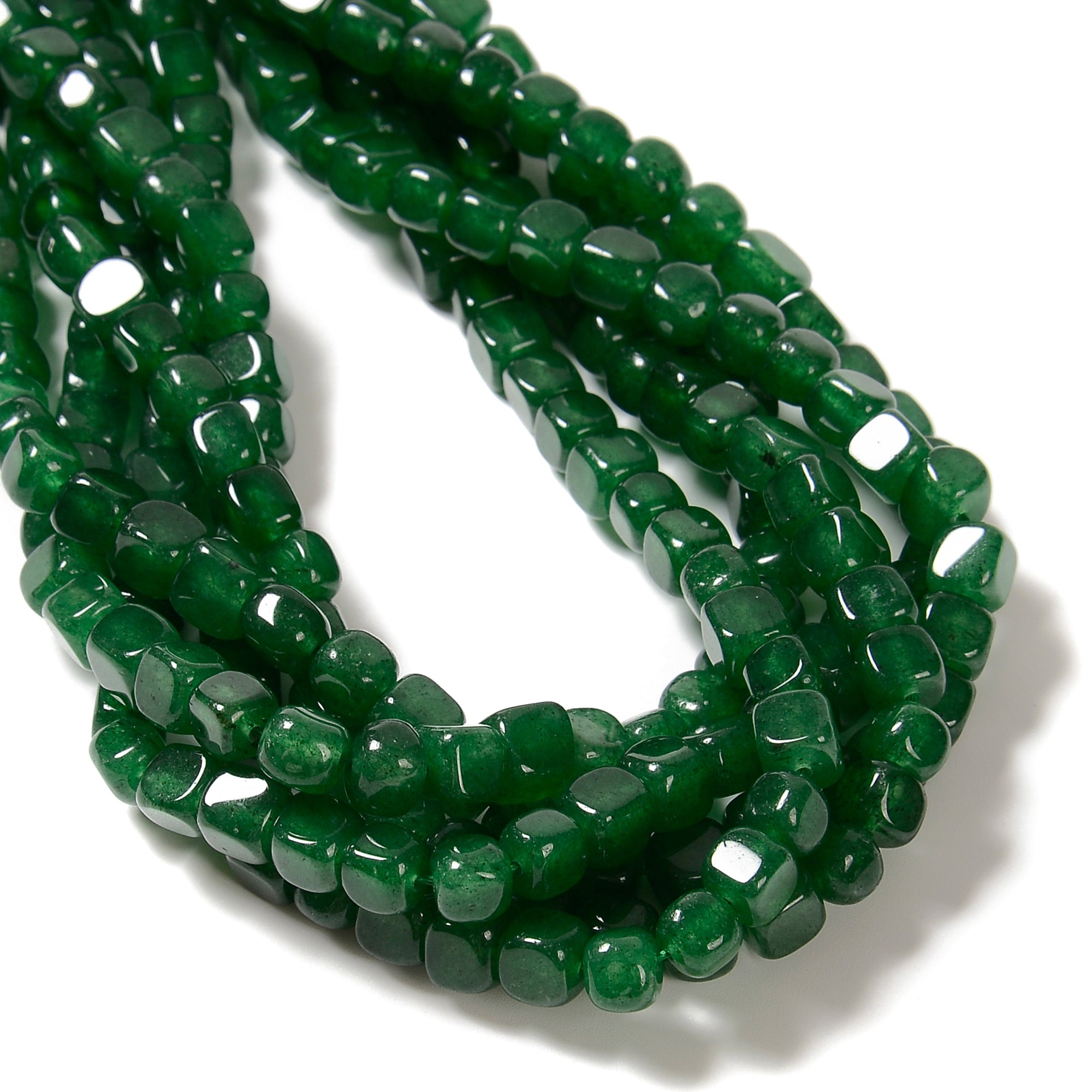 Natural Emerald Green Dyed Jade Smooth Cube Beads - 6mm & 7mm Sizes - 15.5 Inch Strand for Jewelry Making, DIY Bracelets & Necklaces - Perfect for Boho, Handmade & Fashion Accessories