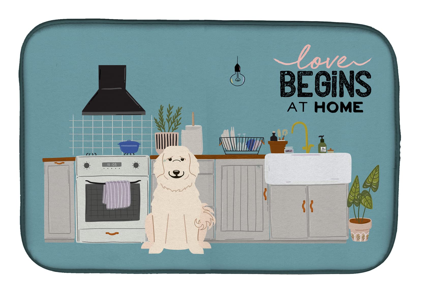 Great Pyrenees Dog Themed Absorbent Dish Drying Mat - 14