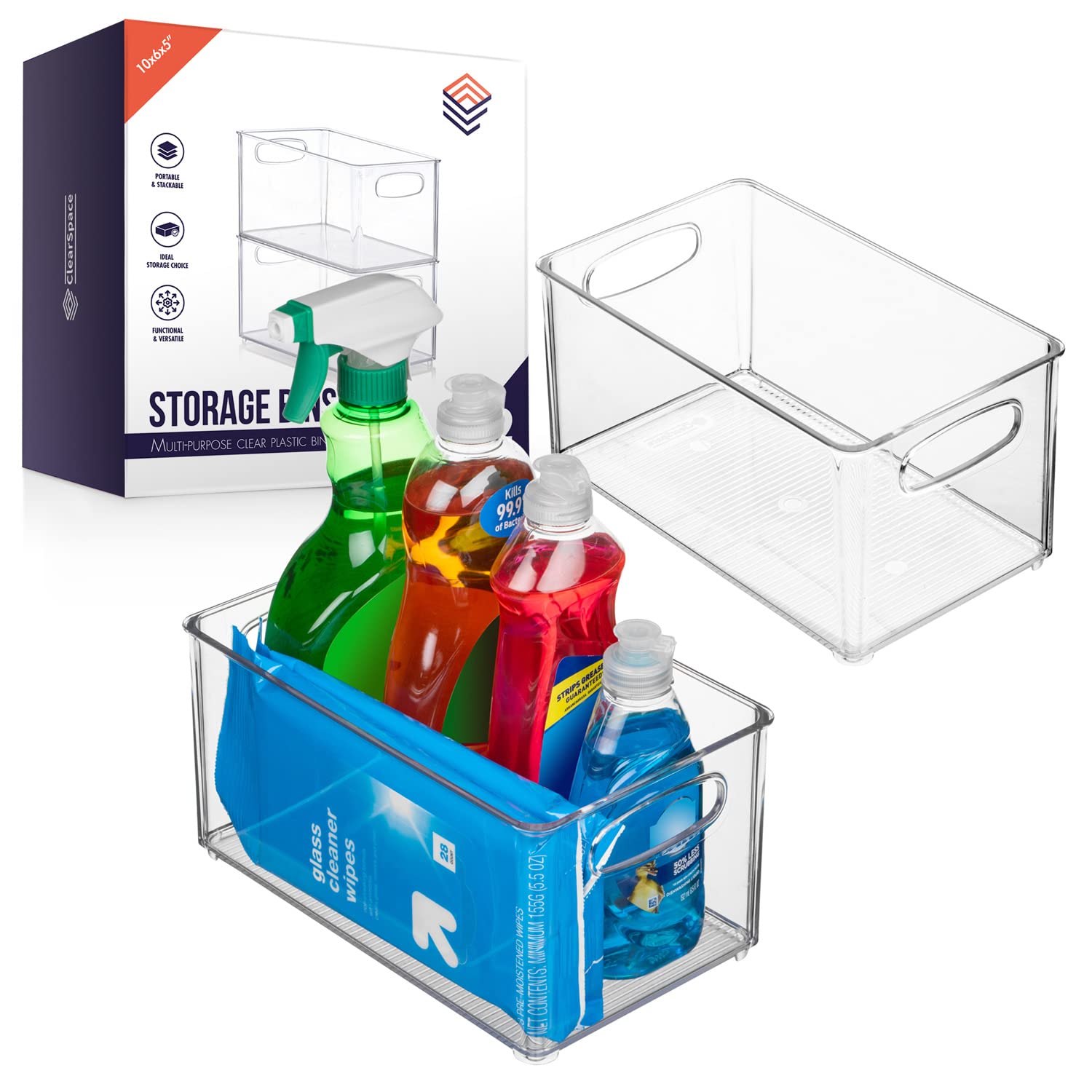 ClearSpace Plastic Pantry Storage Bins – Kitchen & Fridge Organizer for Cabinets, Refrigerator, and Countertops – Perfect for Meal Prep, Snack Storage, and Home Organization