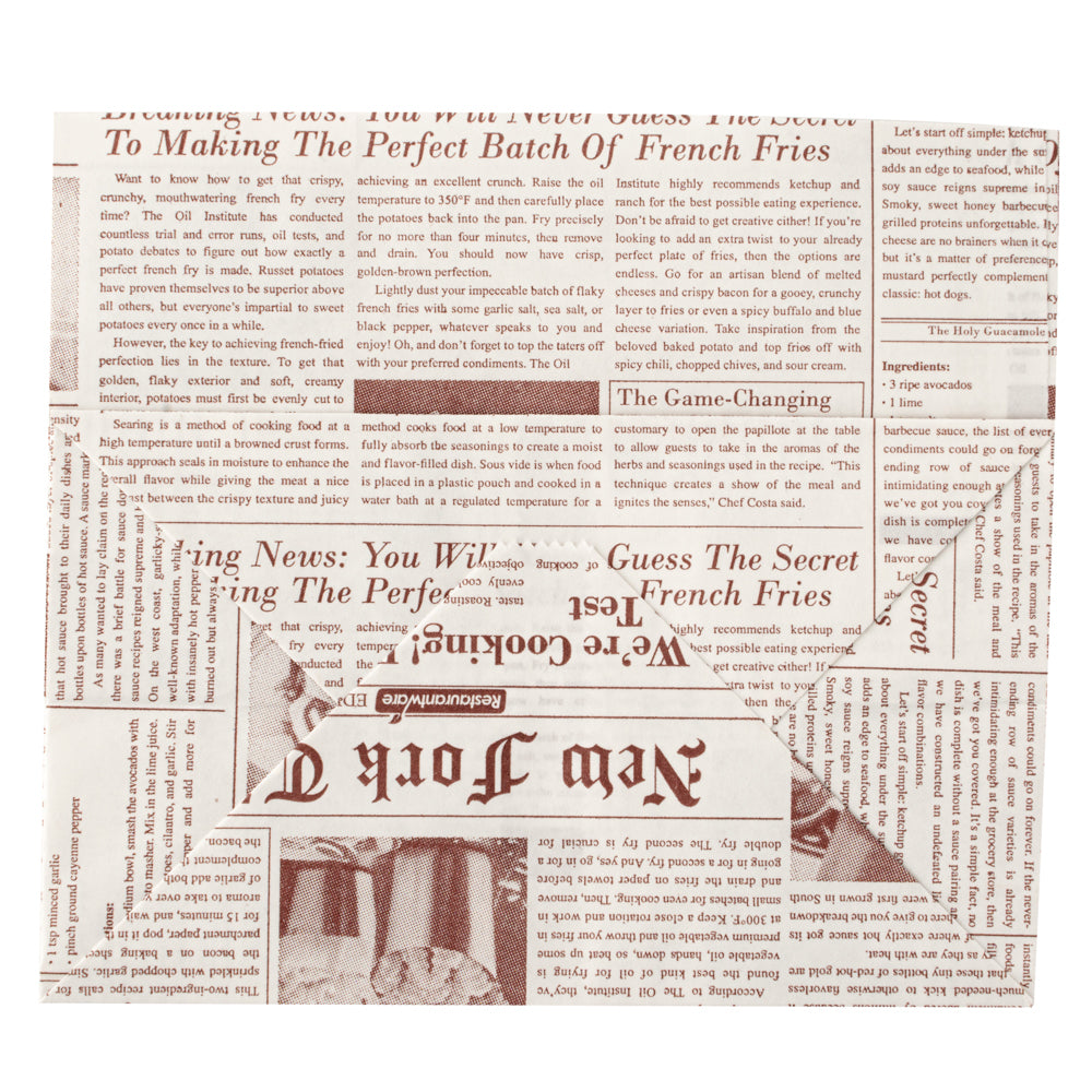 Eco-Friendly Sepia Newsprint Paper Snack Bags 4.25 x 2.5 x 3.75 Inches - 100 Count Bulk Pack for Parties, Picnics & Takeout Food