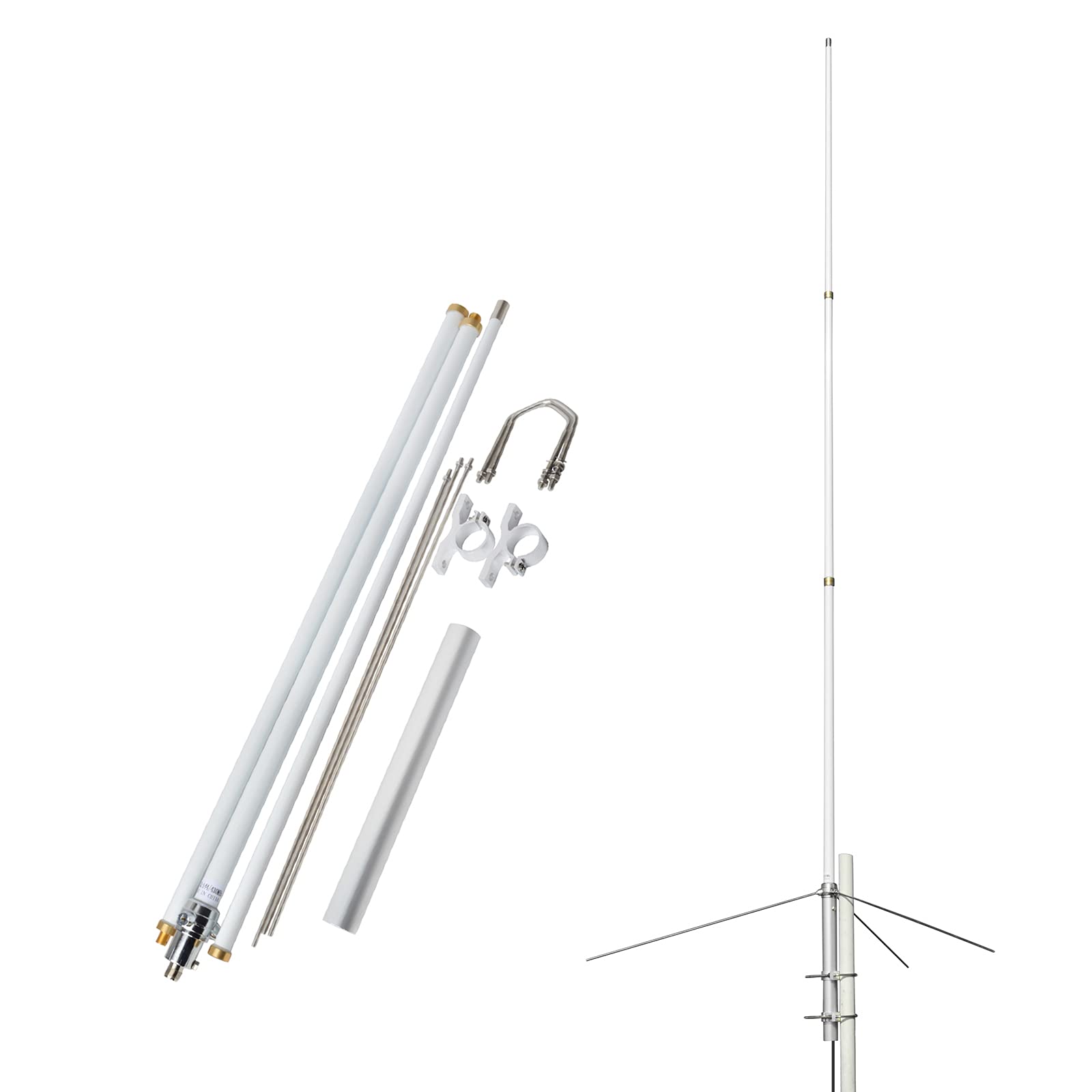UAYESOK Dual Band 2m/70cm Fiberglass Base Antenna - 7.2ft Mobile Radio Antenna with SO239 Connector (5.5/8.5dBi Gain) for Ham Radio, Repeater System, Scanner & Truck Installation | Perfect for Emergency Communication & Off-Road Adventures