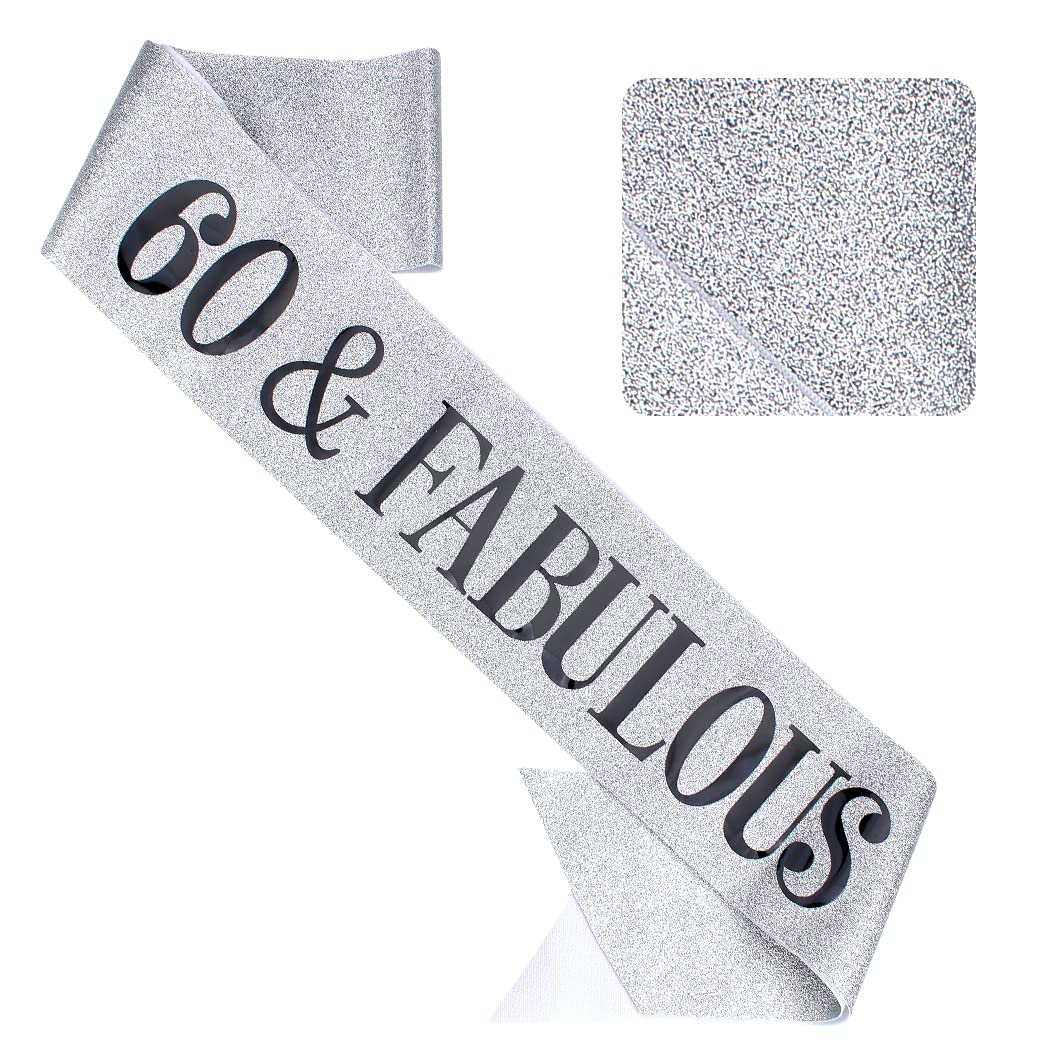 60th Birthday Sash & Tiara Set - Elegant Silver Birthday Crown for Women - Perfect 60th Birthday Gift & Party Decorations - Great for Milestone Celebrations, Birthday Parties & Photo Shoots