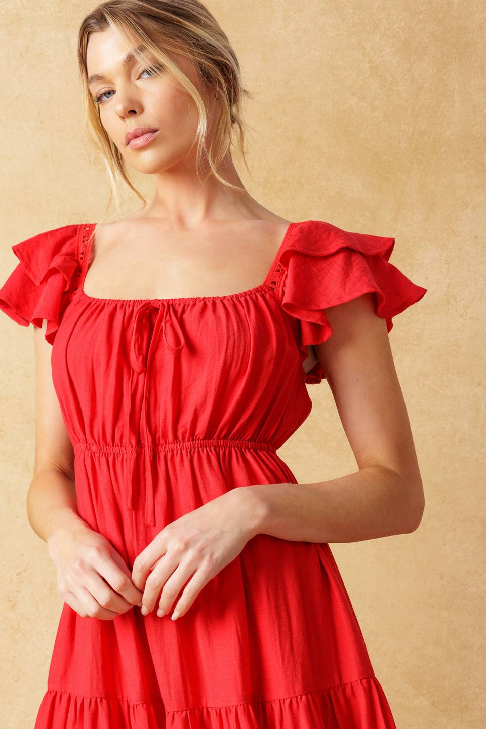 Stylish GET WITH IT Woven Midi Dress for Women - Perfect for Office Wear, Date Nights & Summer Outfits