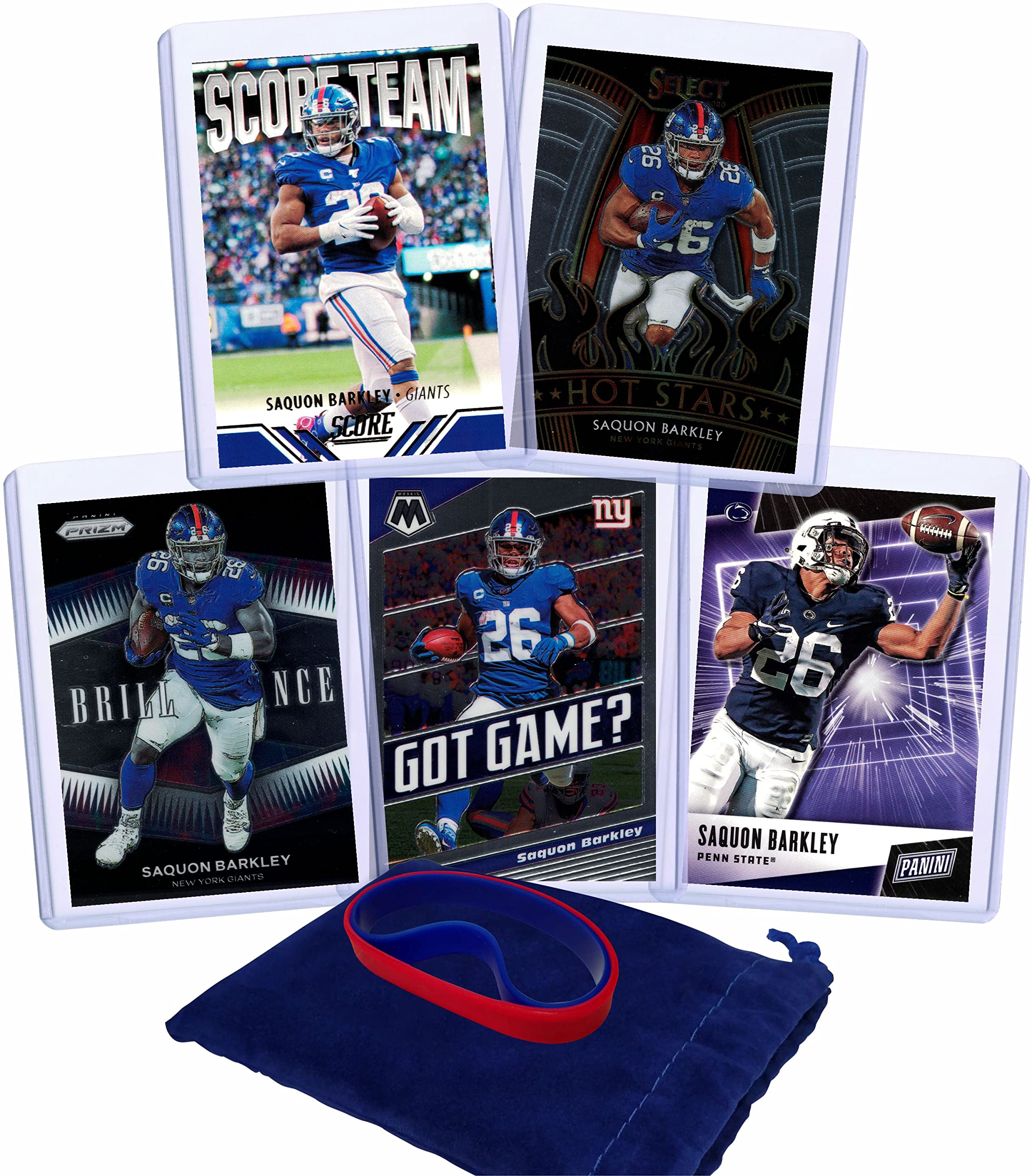 Saquon Barkley Football Cards (5) Assorted Bundle - New York Giants NFL Trading Card Collection for Collectors, Fans & Gift Giving - Perfect for Sports Memorabilia Displays & Fantasy Football Decor