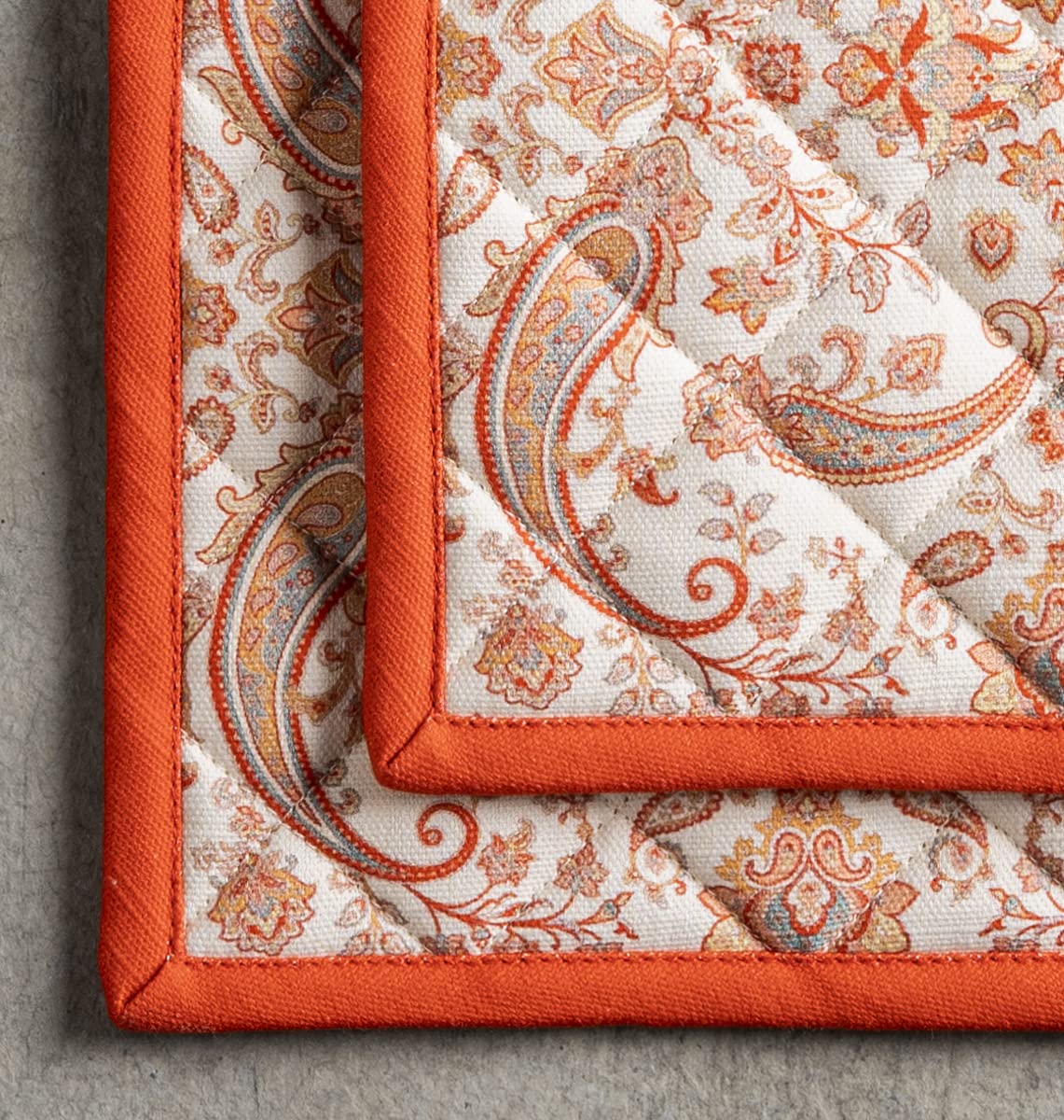 Hermine Cotton Oven Mitt & Pot Holder Set - Thick Heat-Resistant Kitchen Gloves (7.5x13 & 8x8 Inches) for Baking, BBQ, Cooking - Soft Durable Cachemire Material - Perfect for Thanksgiving, Christmas & Holiday Cooking Gifts