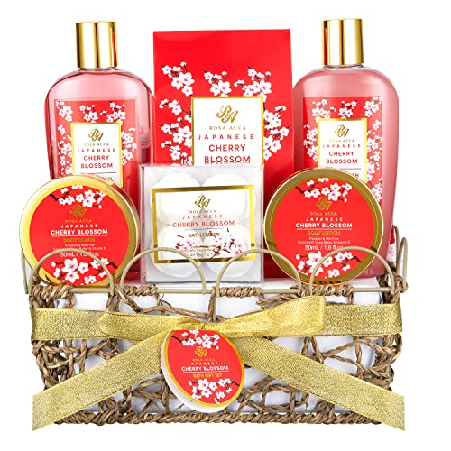 **Luxury Spa Gift Set for Women - 9Pcs Cherry Blossom Scented Bath & Body Kit with Bath Soak, Bubble Bath, Body Scrub & Lotion - Perfect Birthday Gift for Her, Mom & Best Friend - Relaxing Self-Care & Pampering at Home**