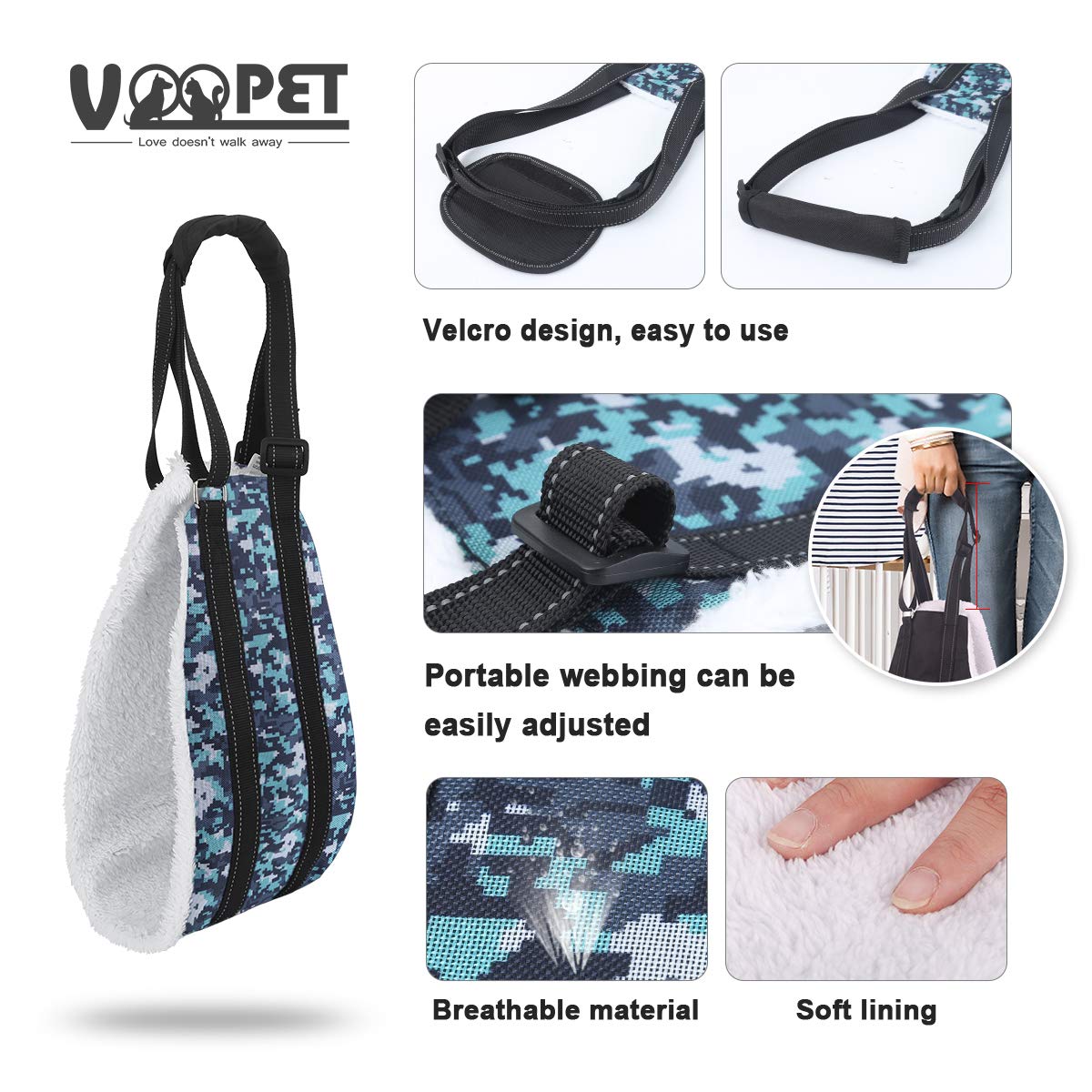 Voopet Dog Sling - Adjustable Hip Support Harness for Small, Medium & Large Dogs | Rear Leg Lift Assist for Canine Rehabilitation & Mobility Aid | Perfect for Post-Surgery Recovery, Arthritis Support & Elderly Dogs