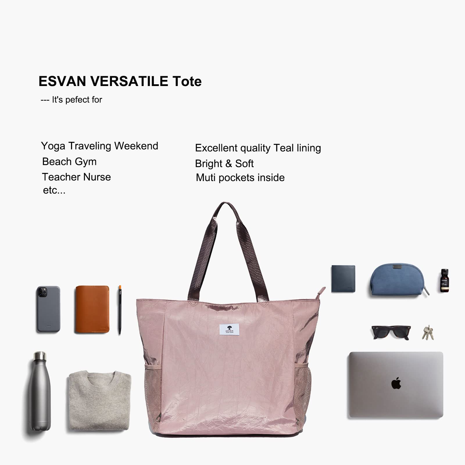 ESVAN Yoga Mat Bag - Premium Yoga Tote Carrier with Shoulder Strap | Multi-Functional Carryall for Yoga, Pilates, Gym, Travel & Beach | Perfect for Workouts, Office Commute & Outdoor Activities