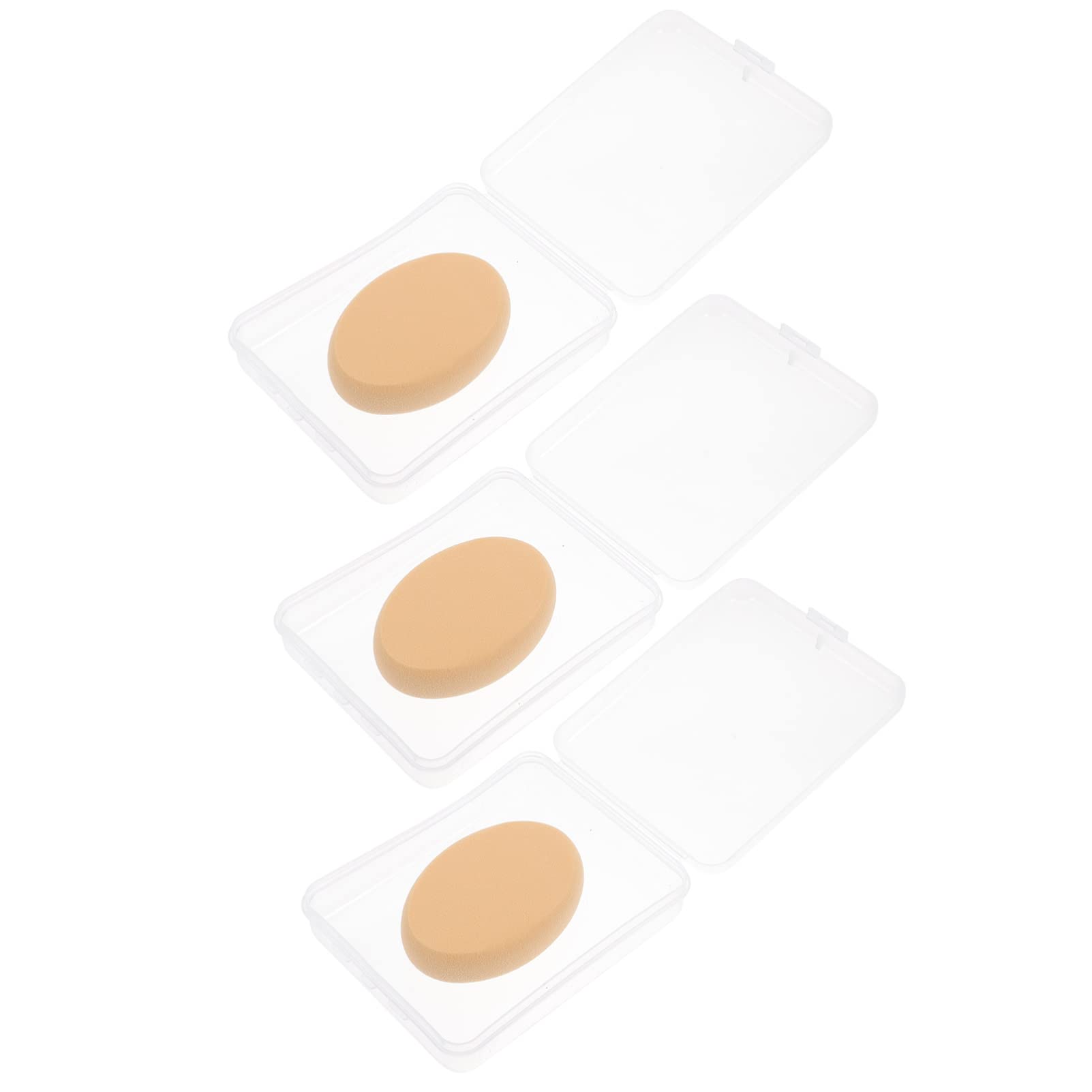 SOLUSTRE 3Pcs Oval Powder Puff - Soft Latex-Free Makeup Sponge for Foundation & Eyeshadow | Mini Cosmetic Blending Pads for Face Makeup Application